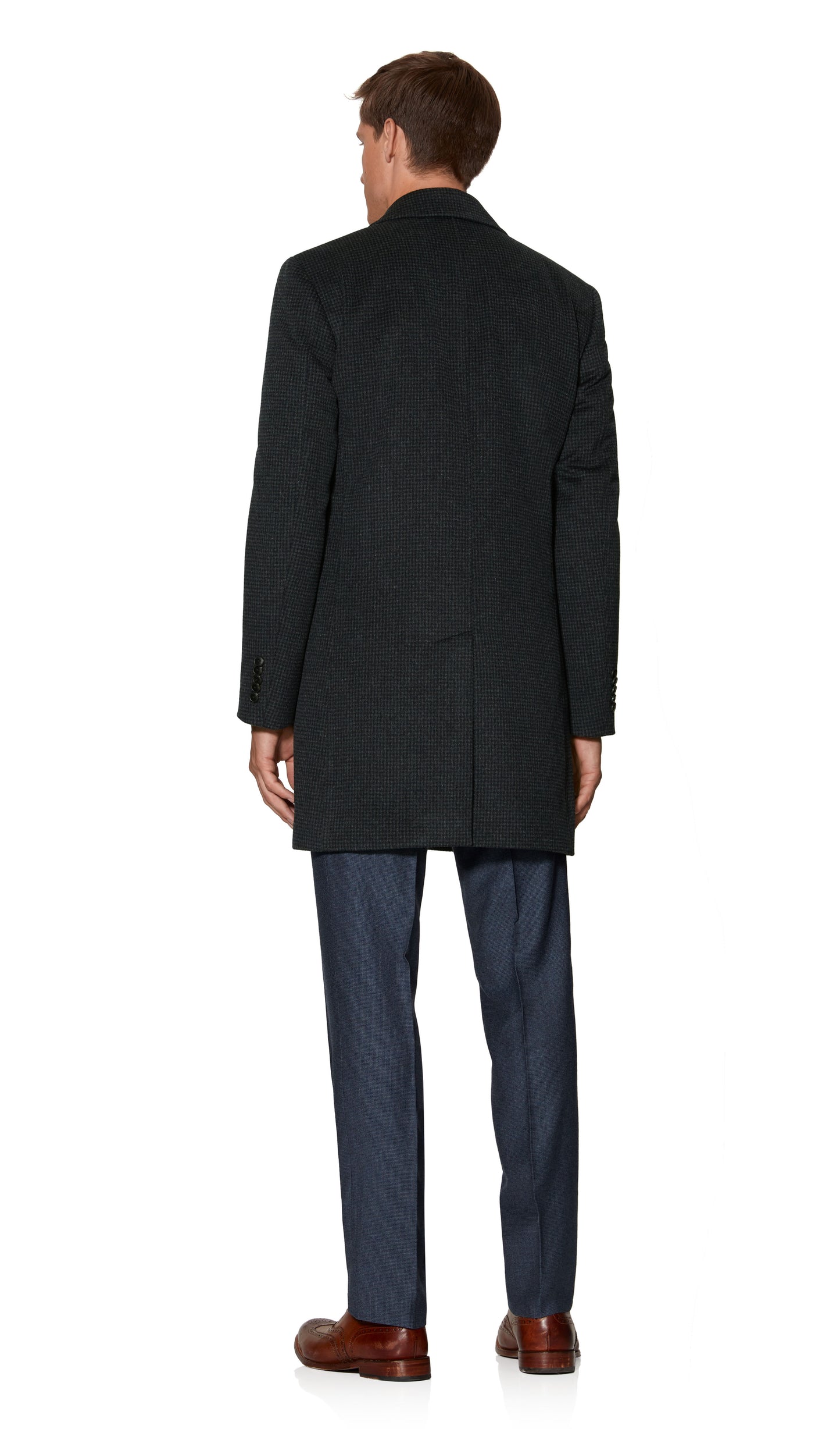 Image 3 of Canning Slim Fit Overcoat in Charcoal Puppytooth