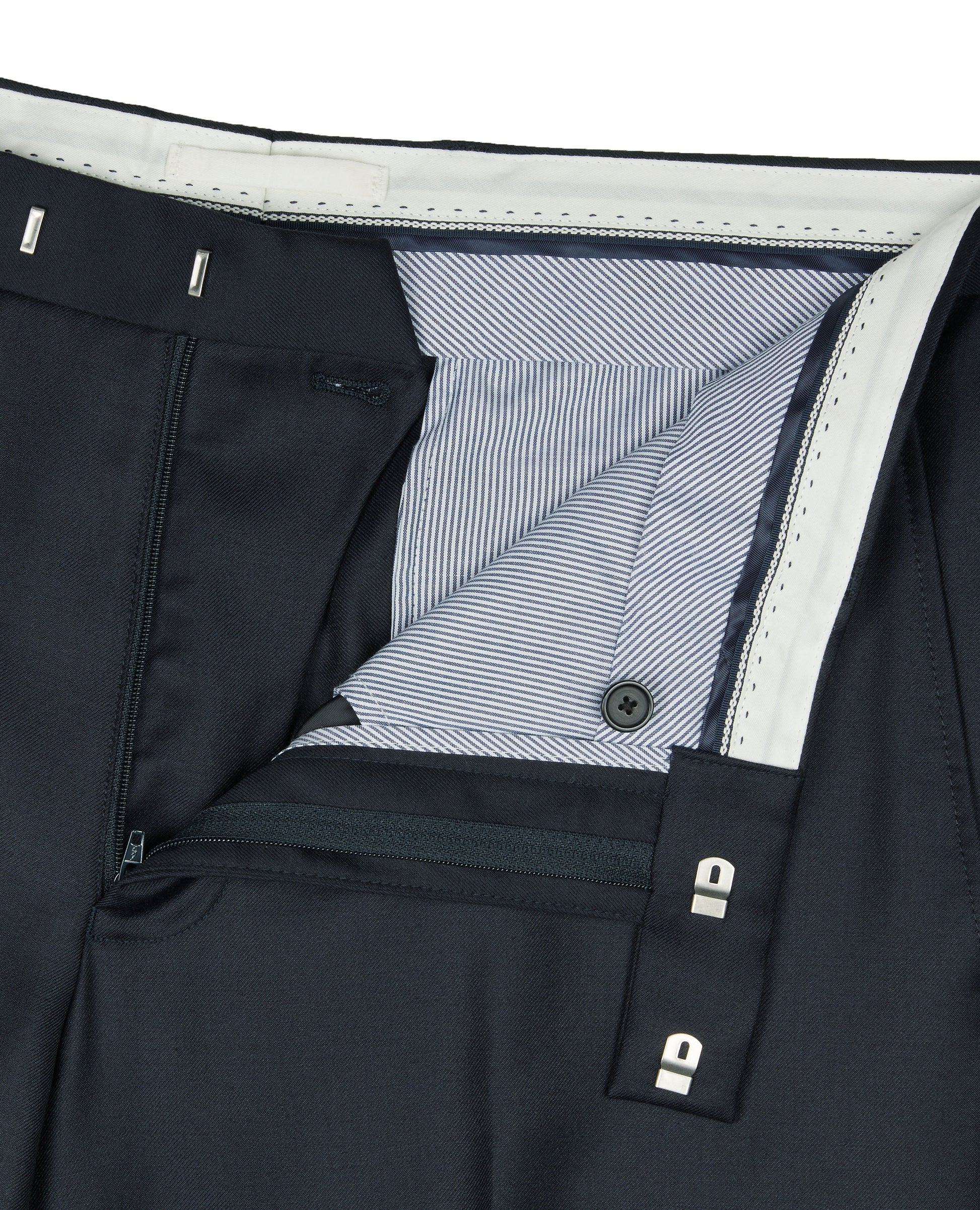 Image 3 of Grimaldi Zegna Slim Fit Navy Merino Wool Trousers
