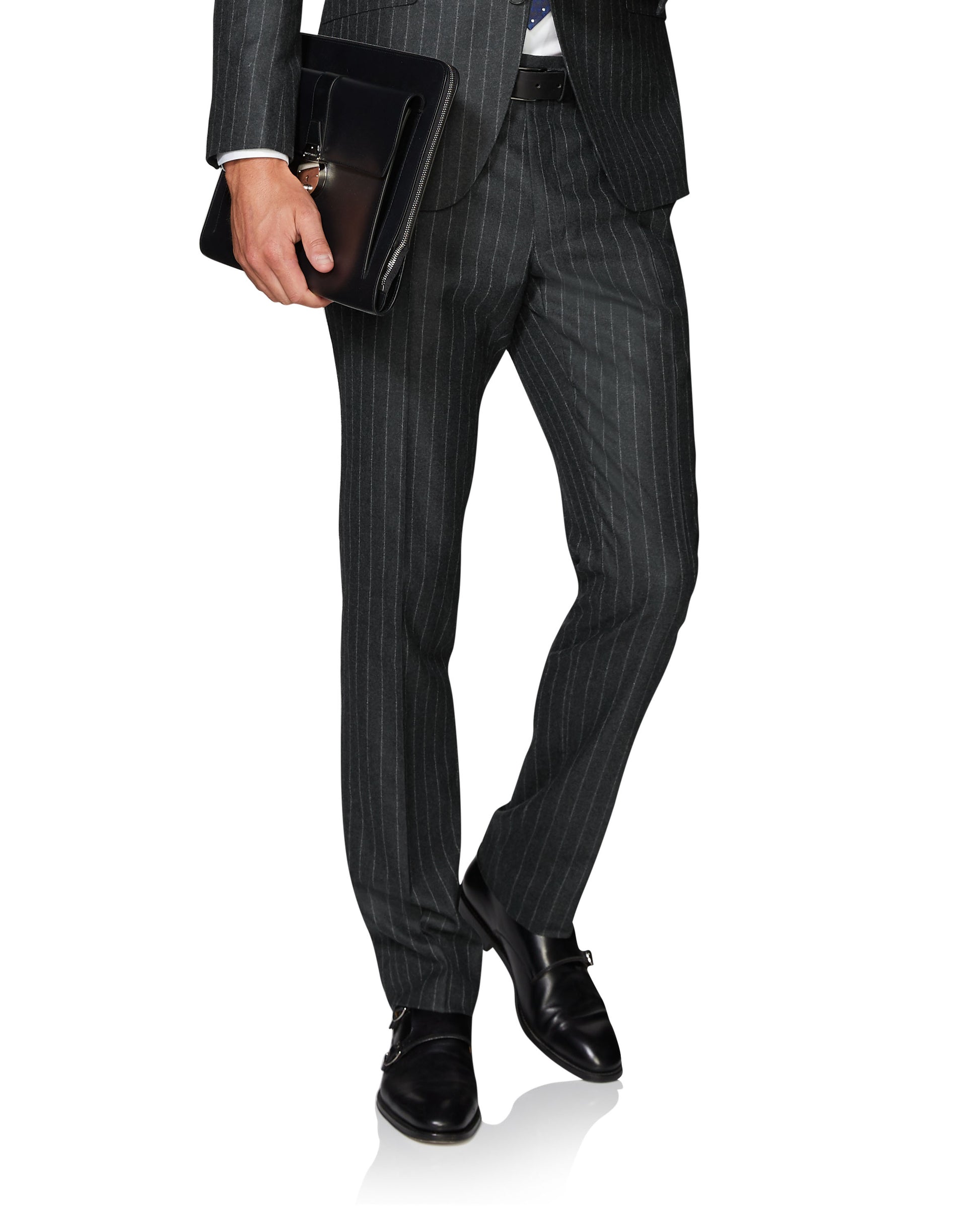 Image 1 of Betjeman Barberis Slim Fit Charcoal Pinstripe Trousers