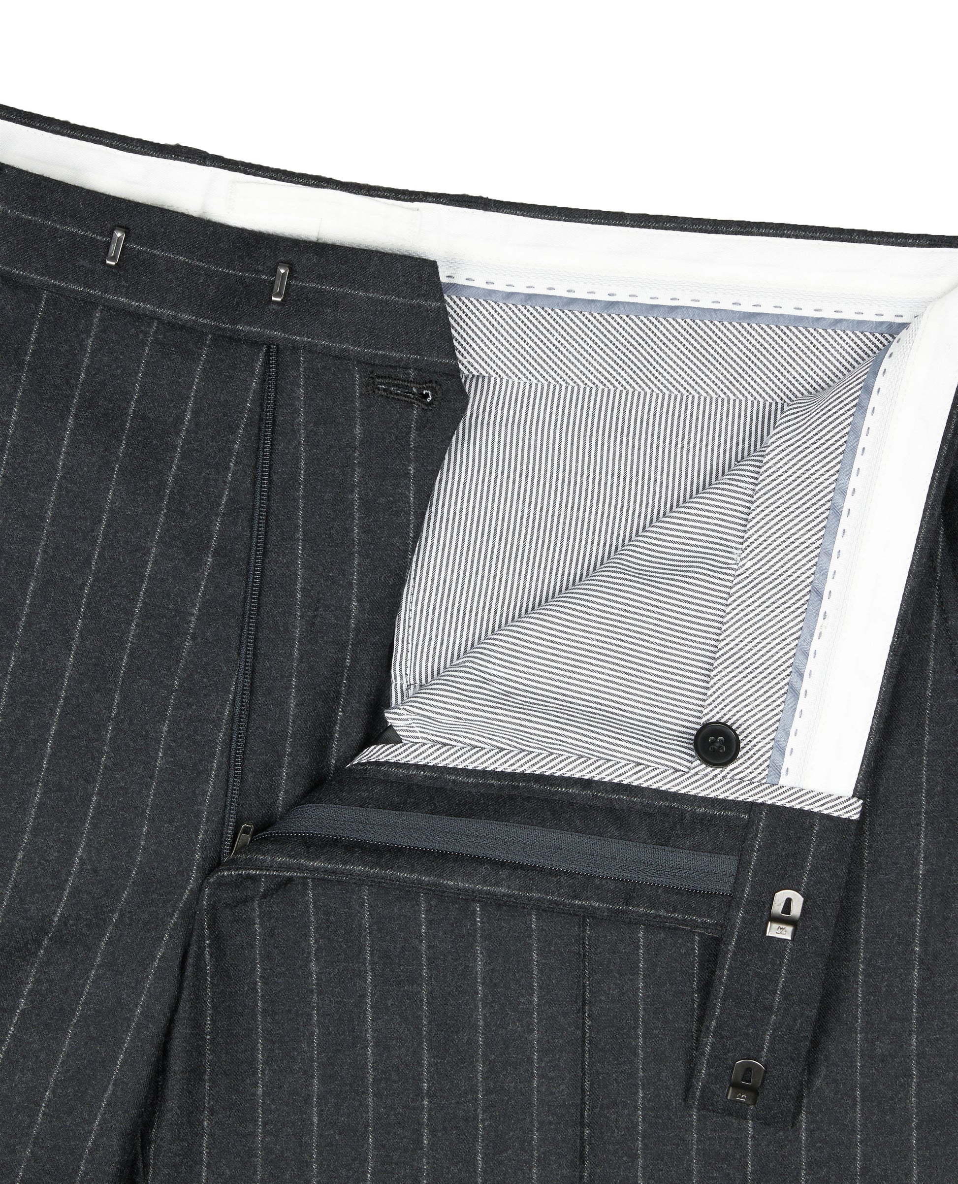 Image 3 of Betjeman Barberis Slim Fit Charcoal Pinstripe Trousers