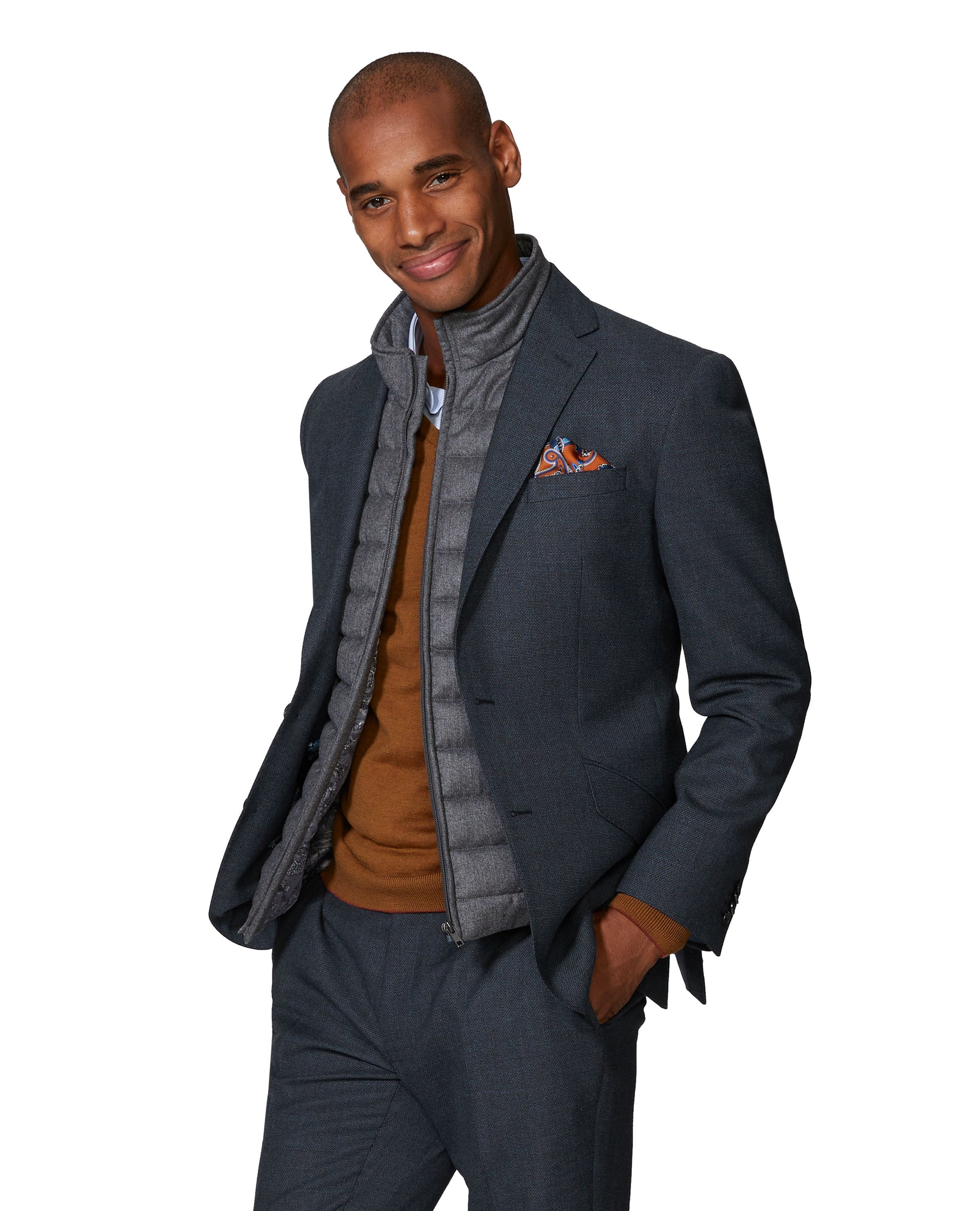 Image 1 of Wordsworth Woven in England Slim Fit Navy Jacket