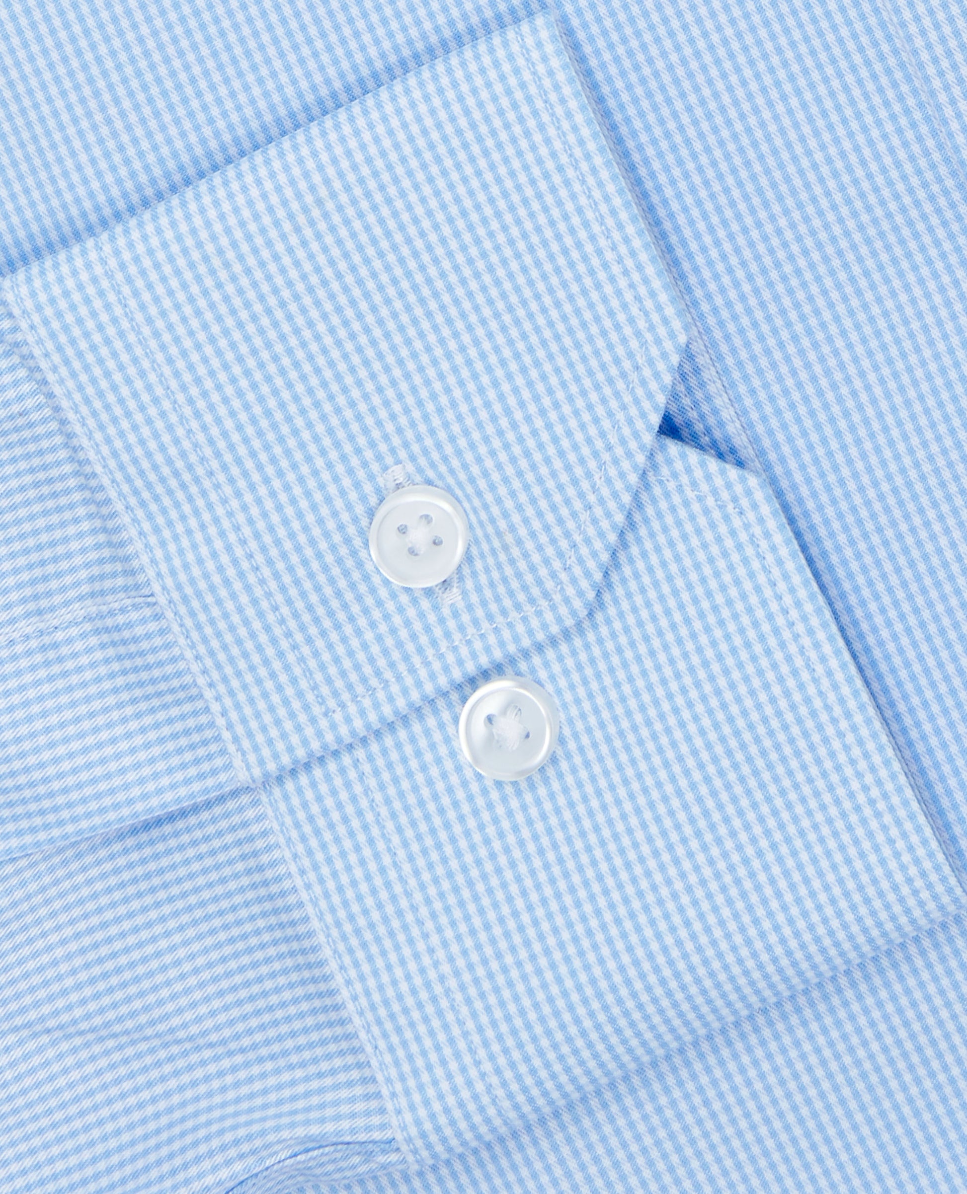 Image 3 of Blue Gingham Stretch Twill Regular Fit Single Cuff Classic Collar Shirt