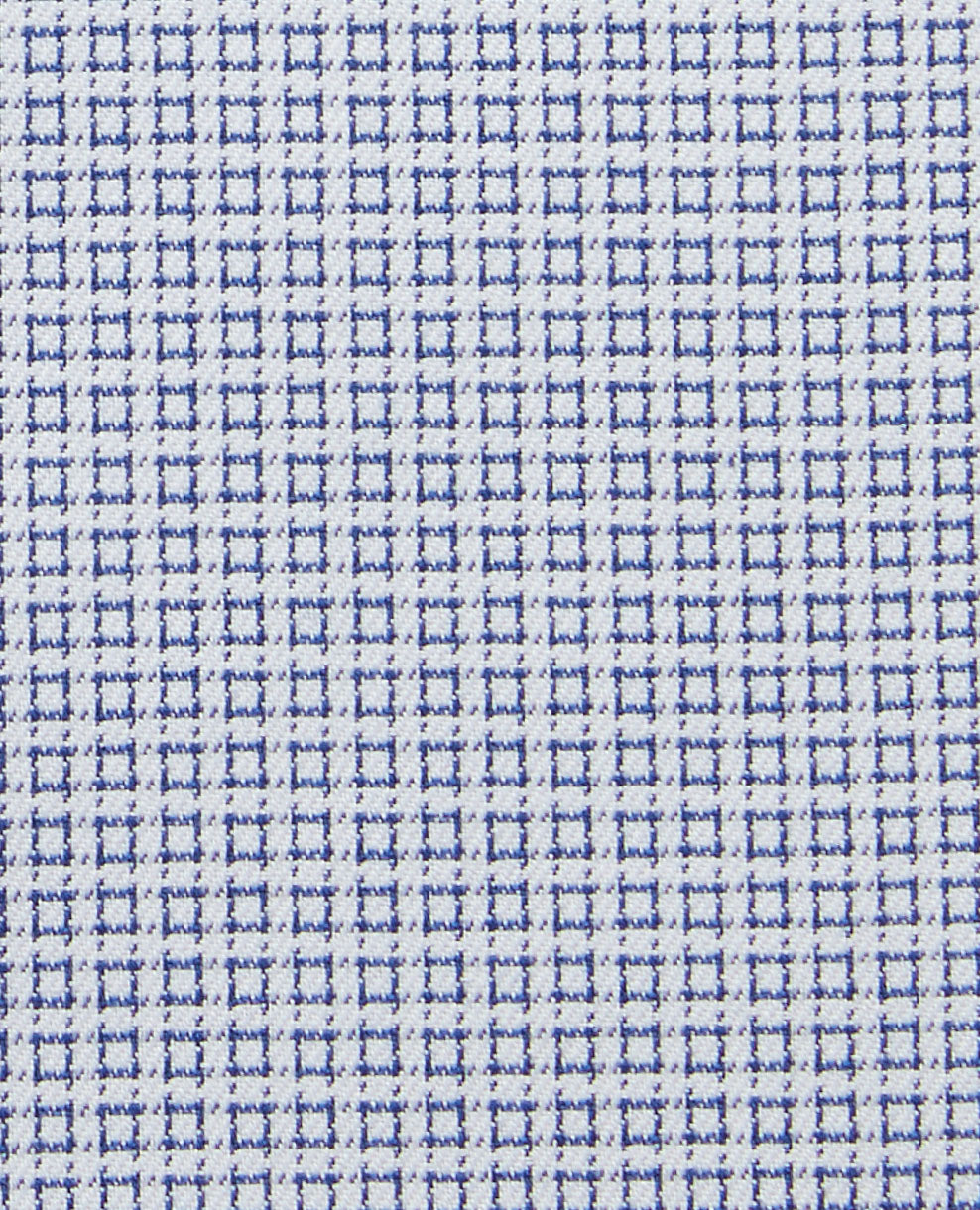 Image 3 of Non-Iron Blue Geometric Square Print Twill Super Fitted Single Cuff Classic Collar Shirt