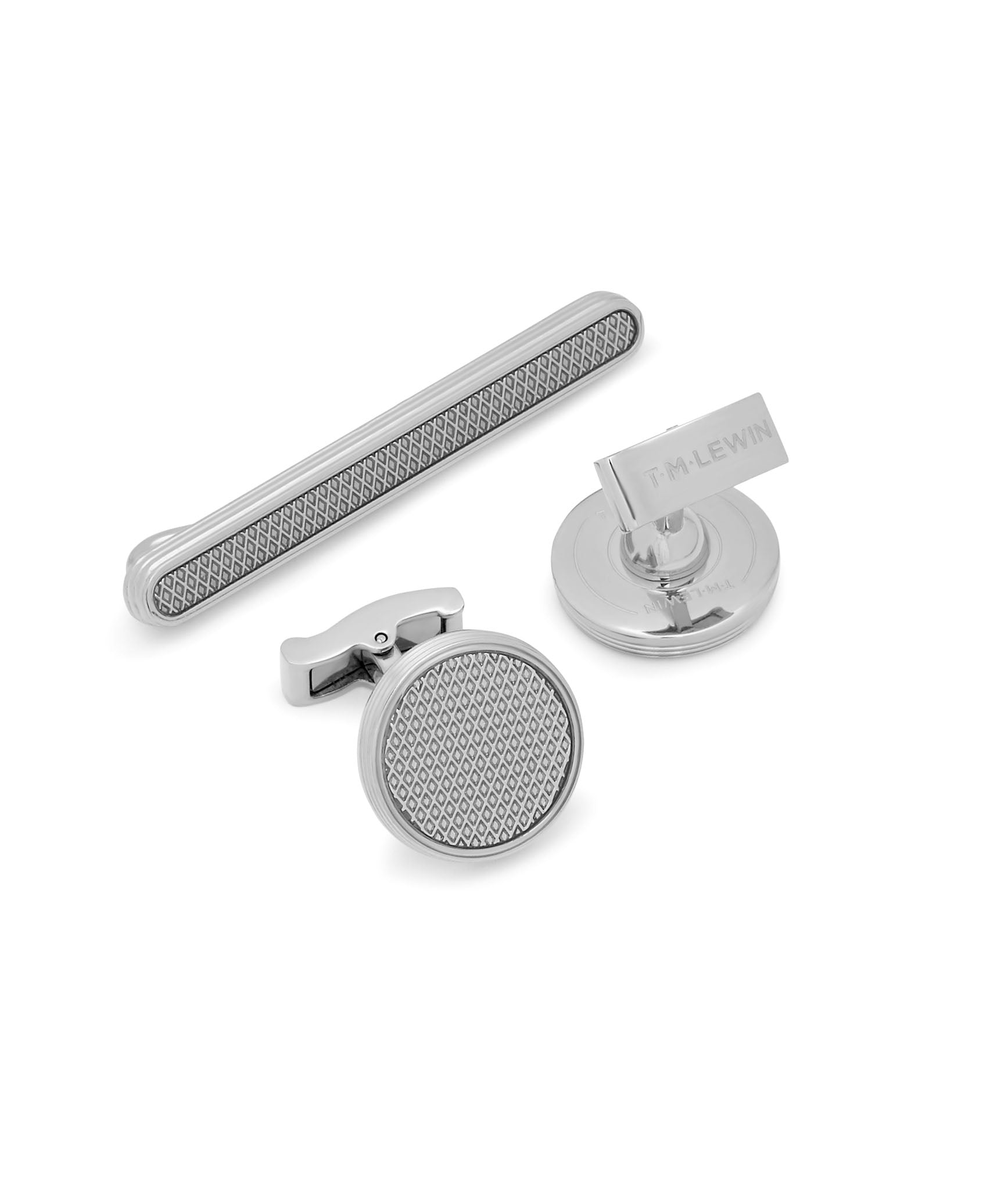 Image 2 of Luxury Silver Cufflink and Tie Bar Gift Set