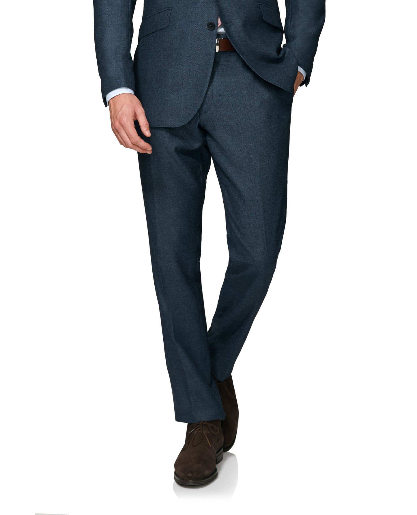 Image 1 of Hyde Wool Silk Cashmere Slim Fit Navy Textured Trousers