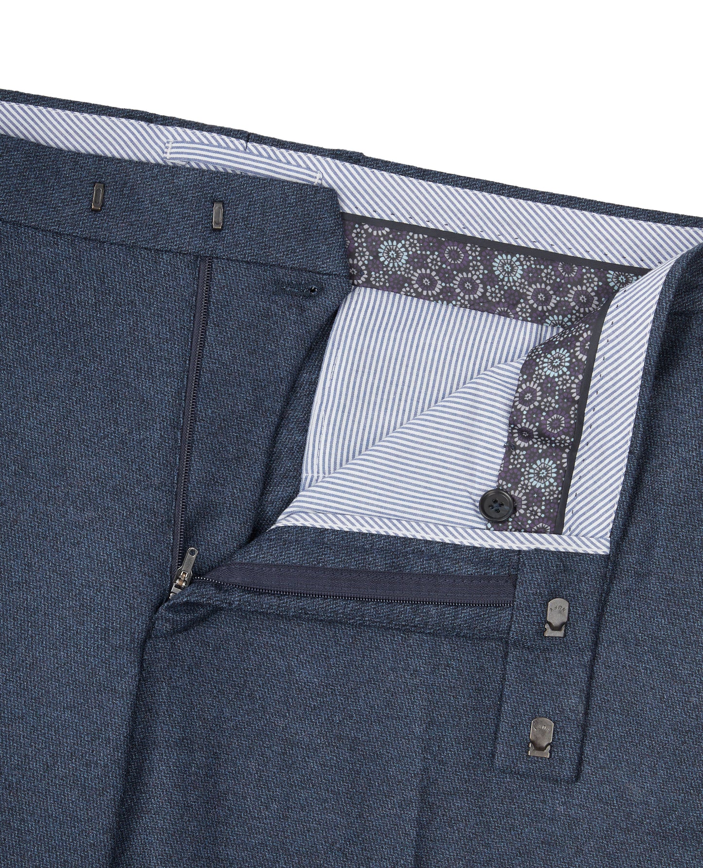 Image 2 of Hyde Wool Silk Cashmere Slim Fit Navy Textured Trousers
