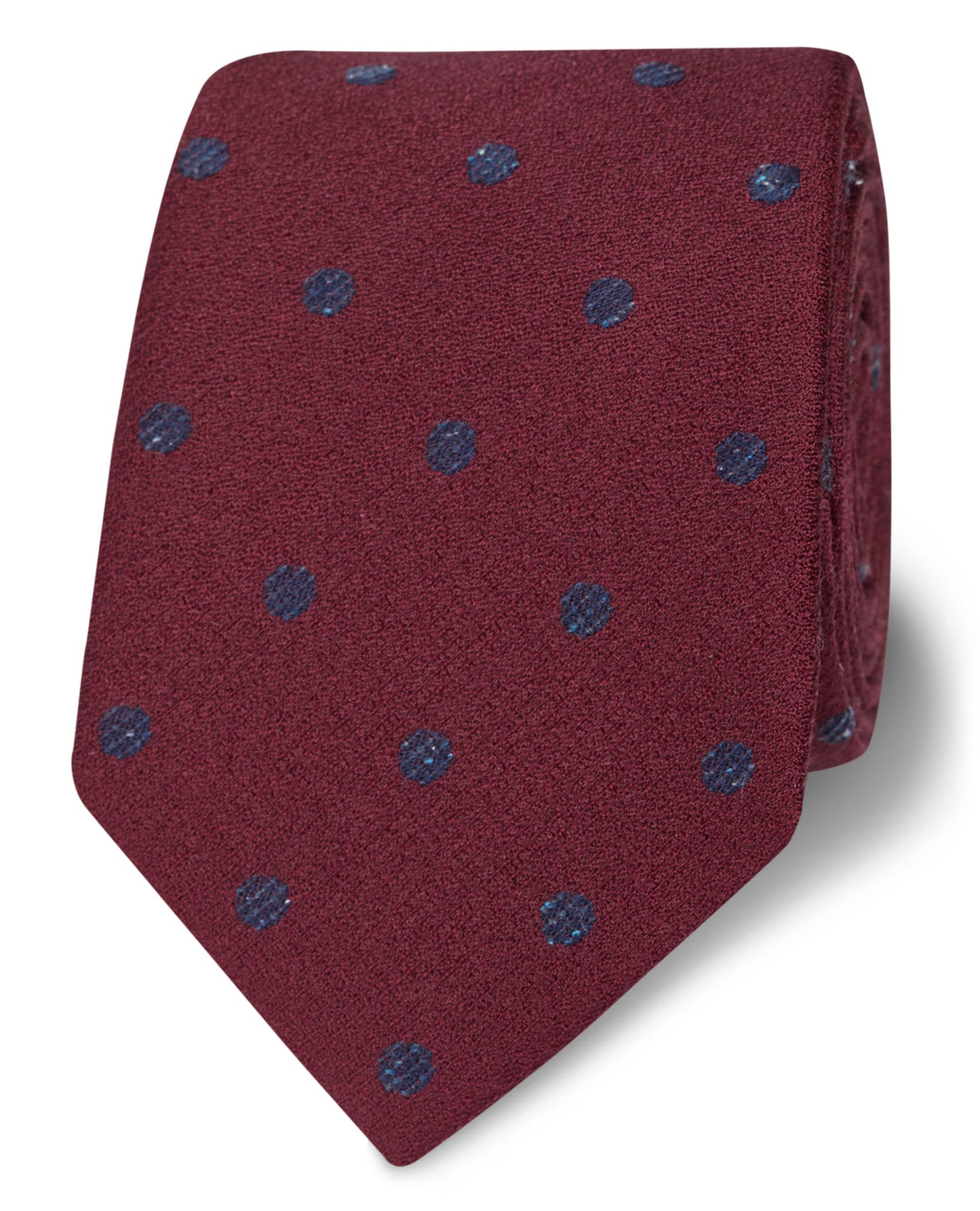 Image 2 of Mid Spot Burgundy and Navy Tie