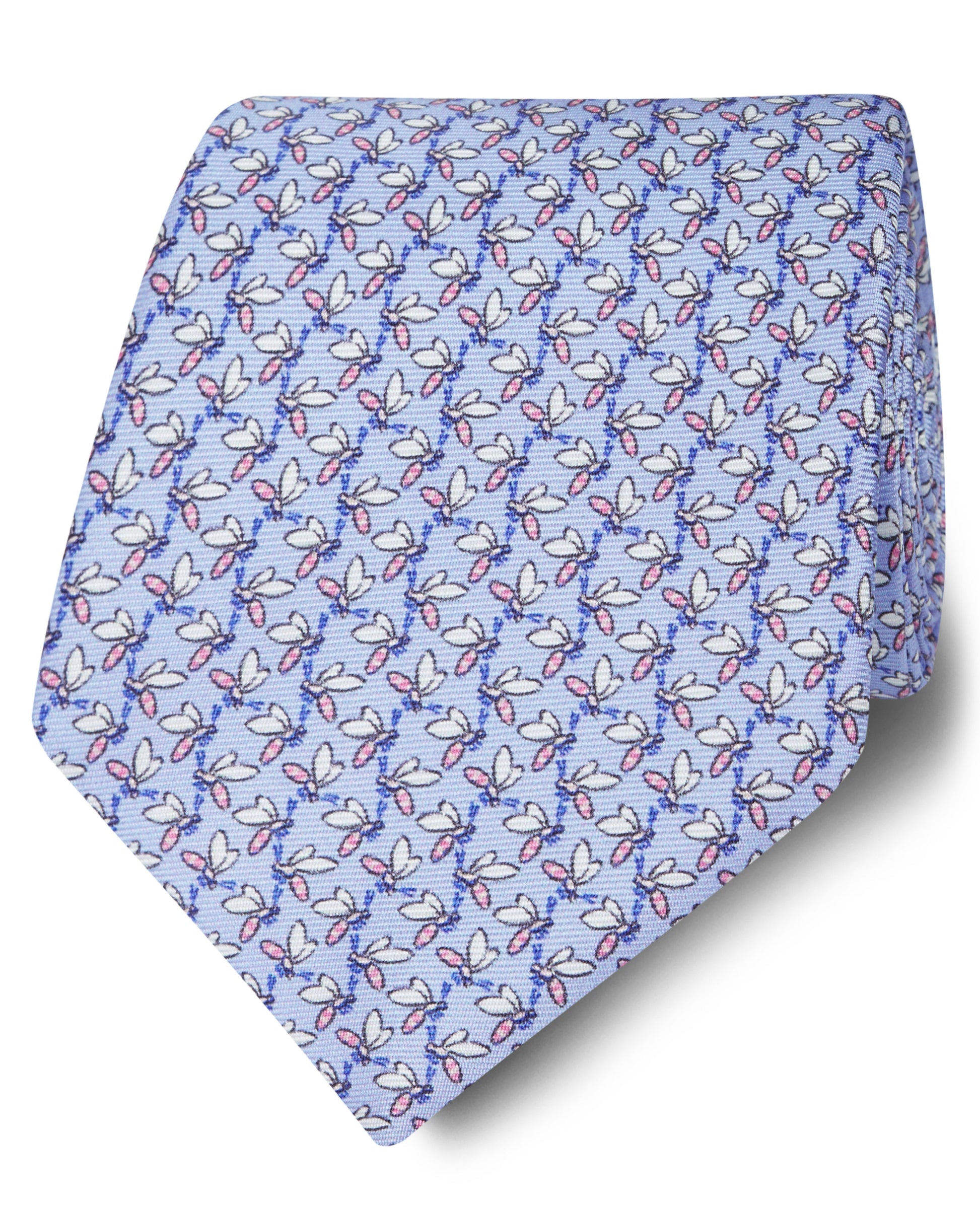 Image 1 of Made in Italy Wide Light Blue and Pink Wasp Silk Tie