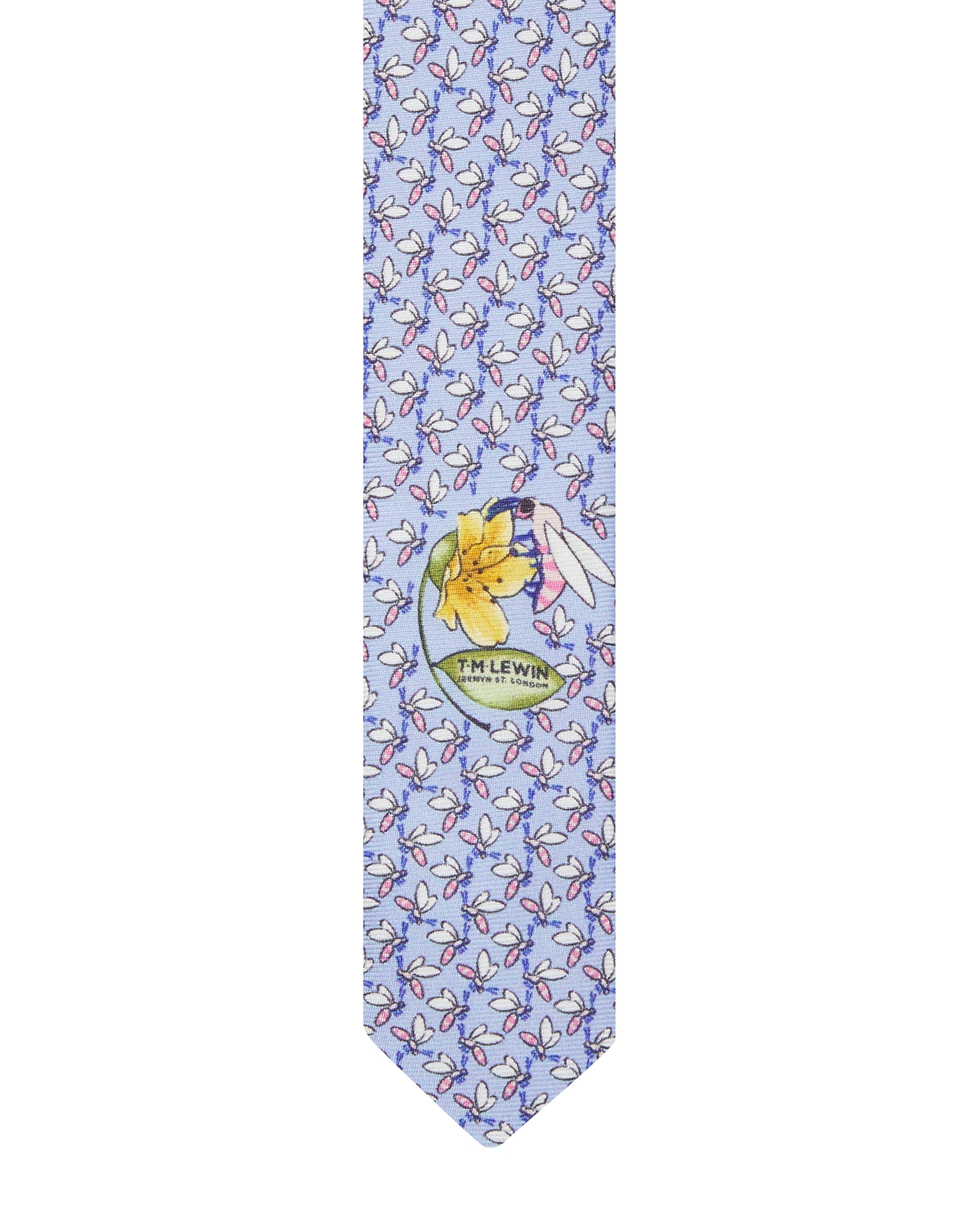 Image 3 of Made in Italy Wide Light Blue and Pink Wasp Silk Tie