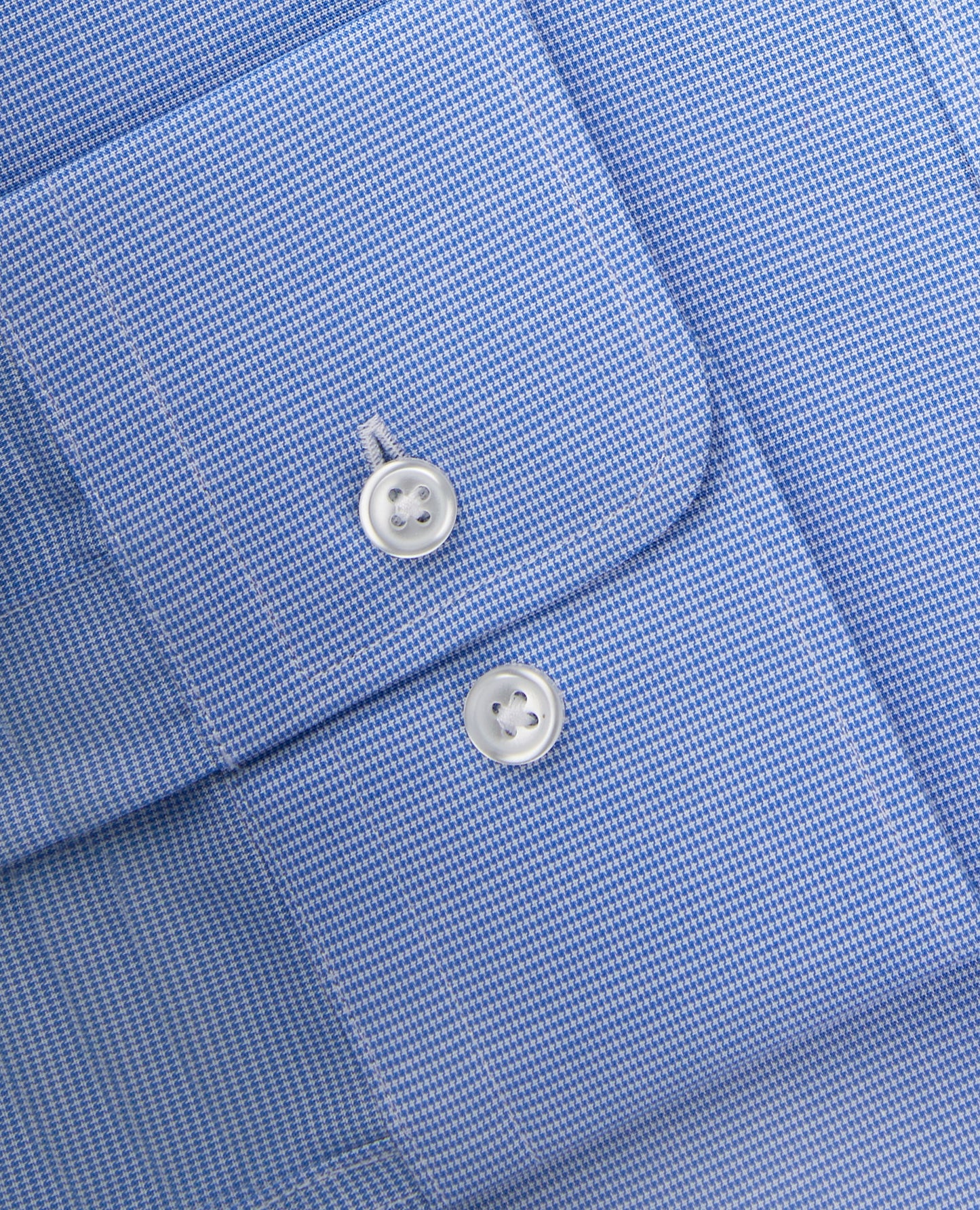 Image 2 of Easy To Iron Blue Micro Dogtooth Max Performance Regular Fit Single Cuff Classic Collar Shirt