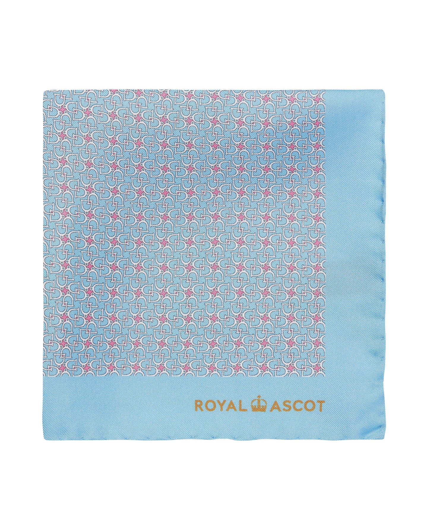 Image 1 of Royal Ascot Blue Stirrup Link Silk Pocket Square