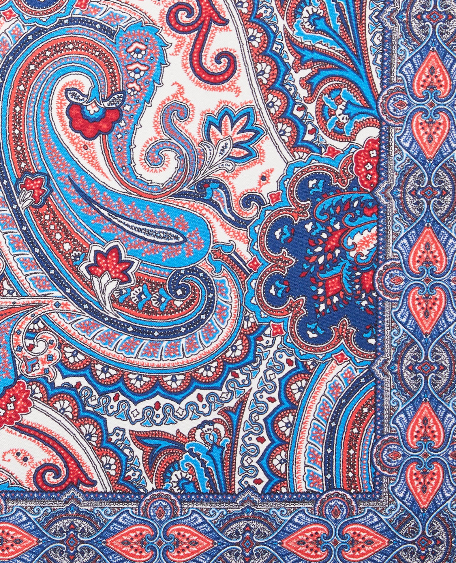 Image 2 of White Red Paisley Silk Pocket Square
