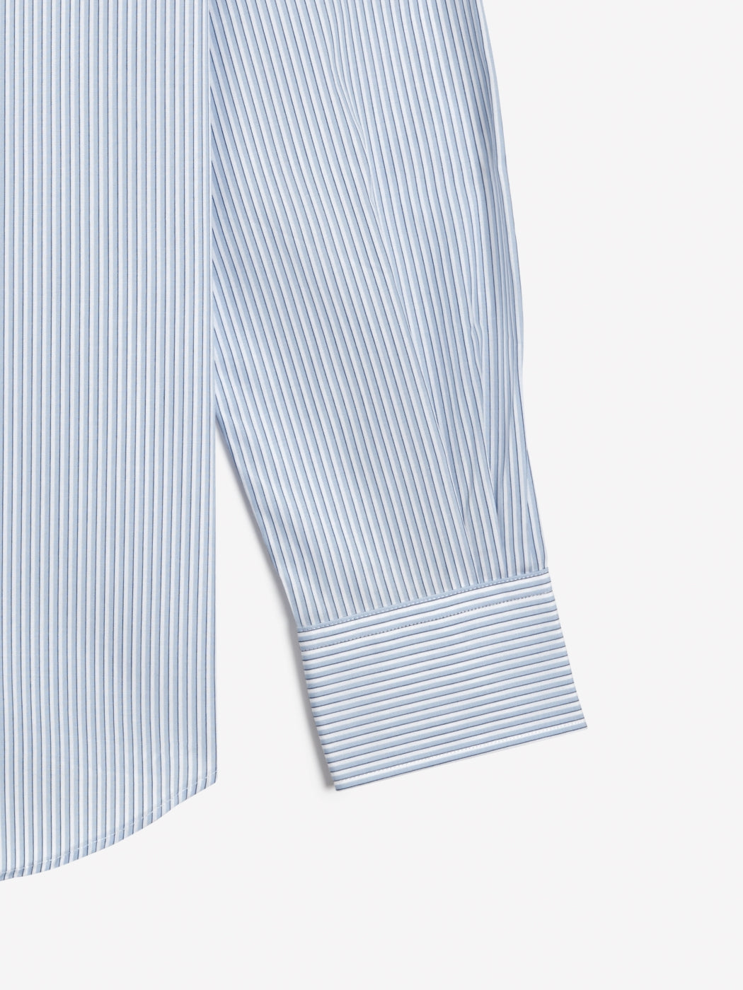 Image 8 of Easy To Iron Blue Edged Stripe Poplin Slim Fit Single Cuff Classic Collar Shirt