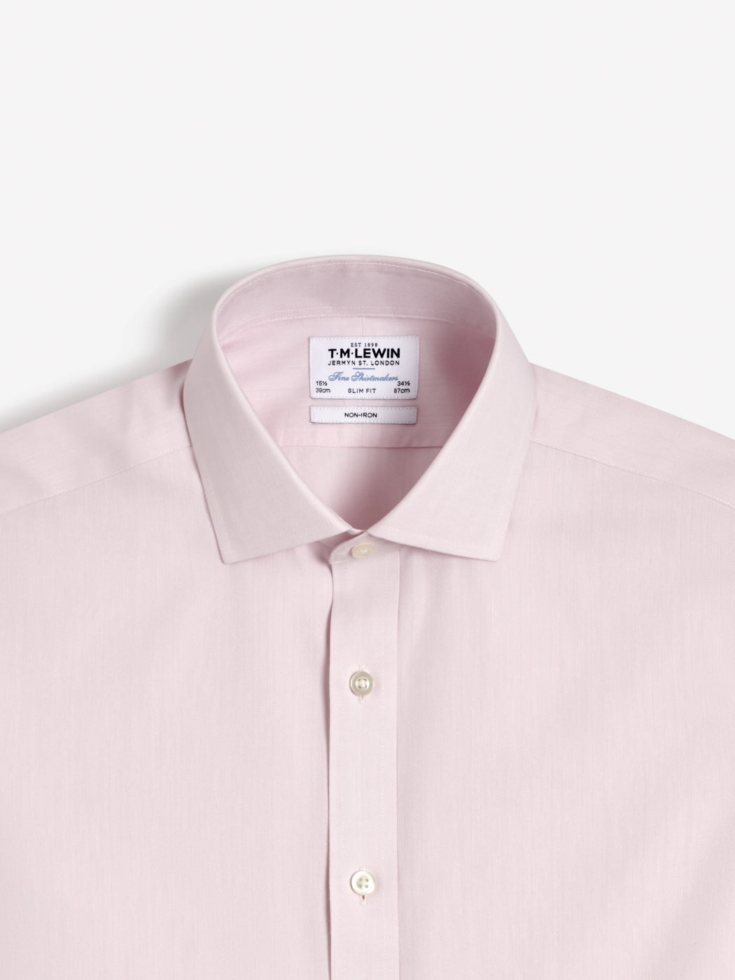 Image 6 of Non-Iron Pink Chevron Stripe Twill Slim Fit Double Cuff Classic Collar Shirt