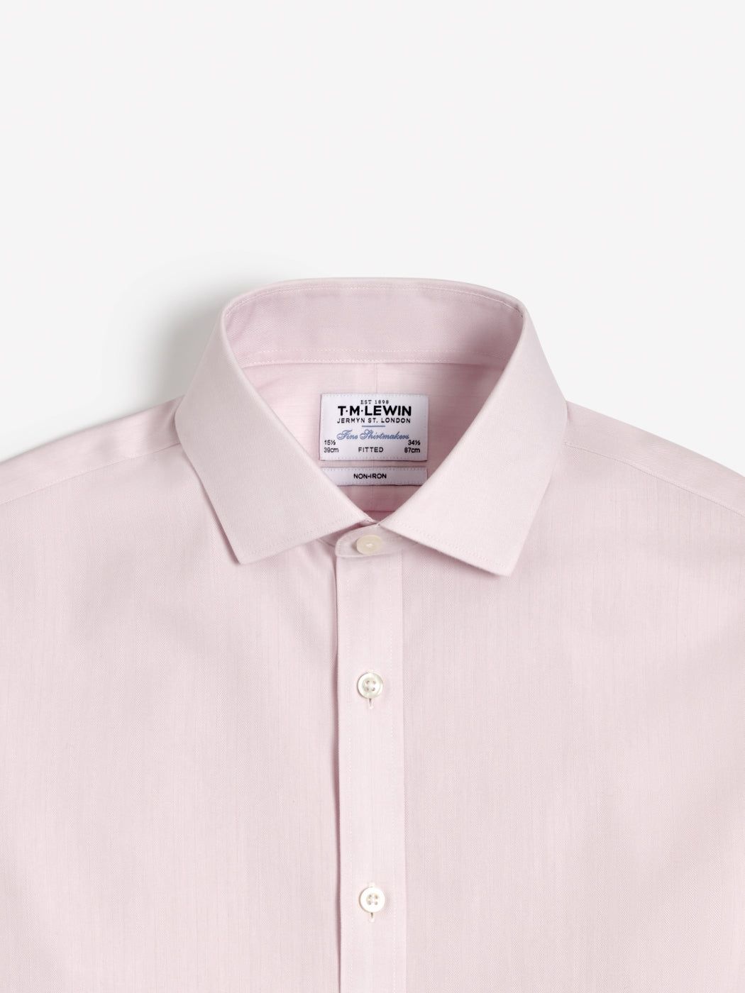 Image 1 of Non-Iron Pink Chevron Stripe Twill Fitted Single Cuff Classic Collar Shirt