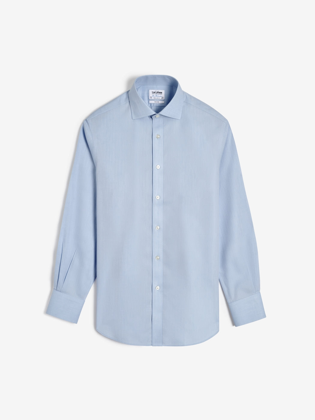 Image 7 of Non-Iron Light Blue Chevron Stripe Twill Regular Fit Single Cuff Cutaway Collar Shirt