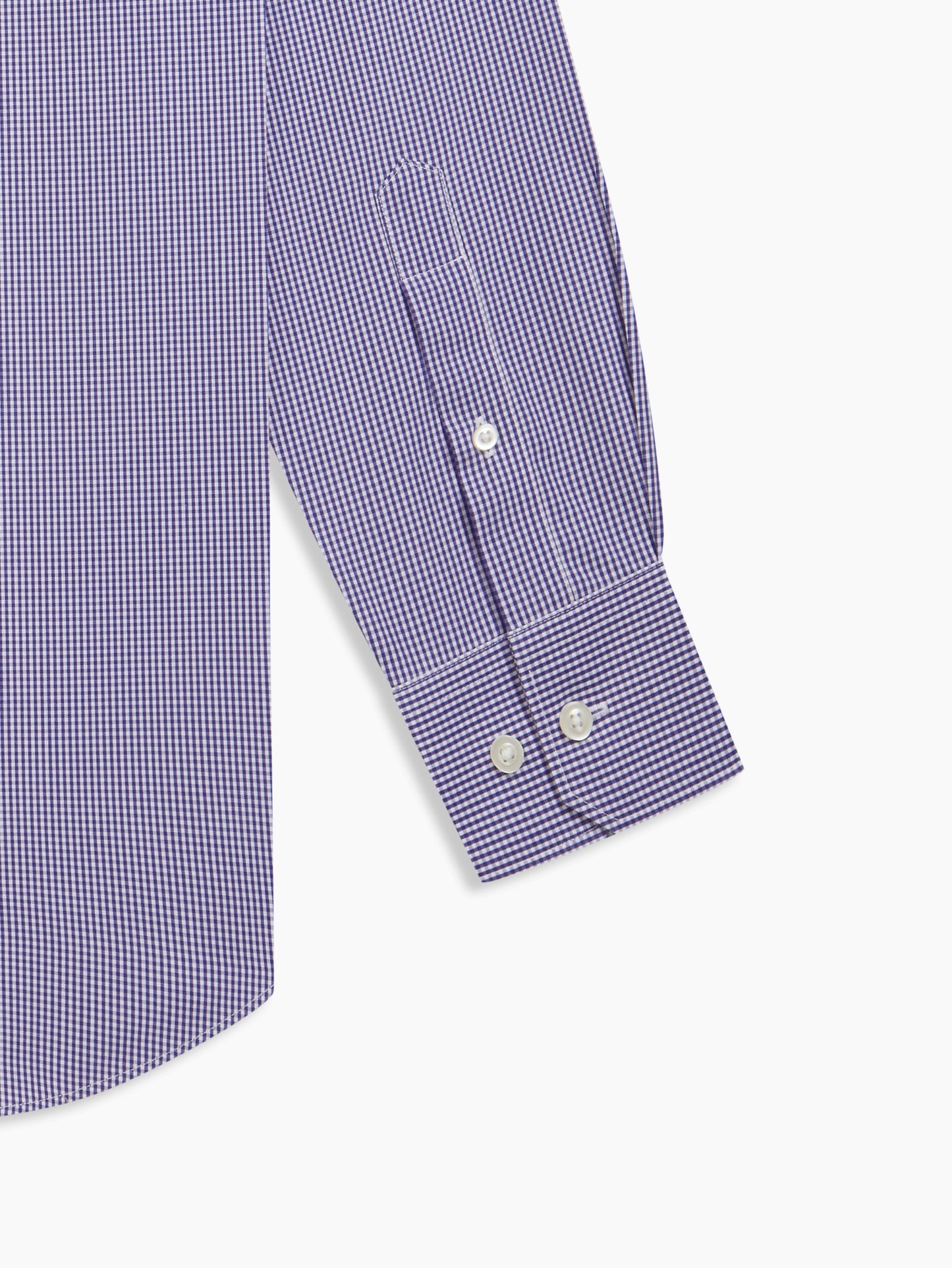 Image 3 of Non-Iron Navy Blue Gingham Poplin Fitted Single Cuff Classic Collar Shirt