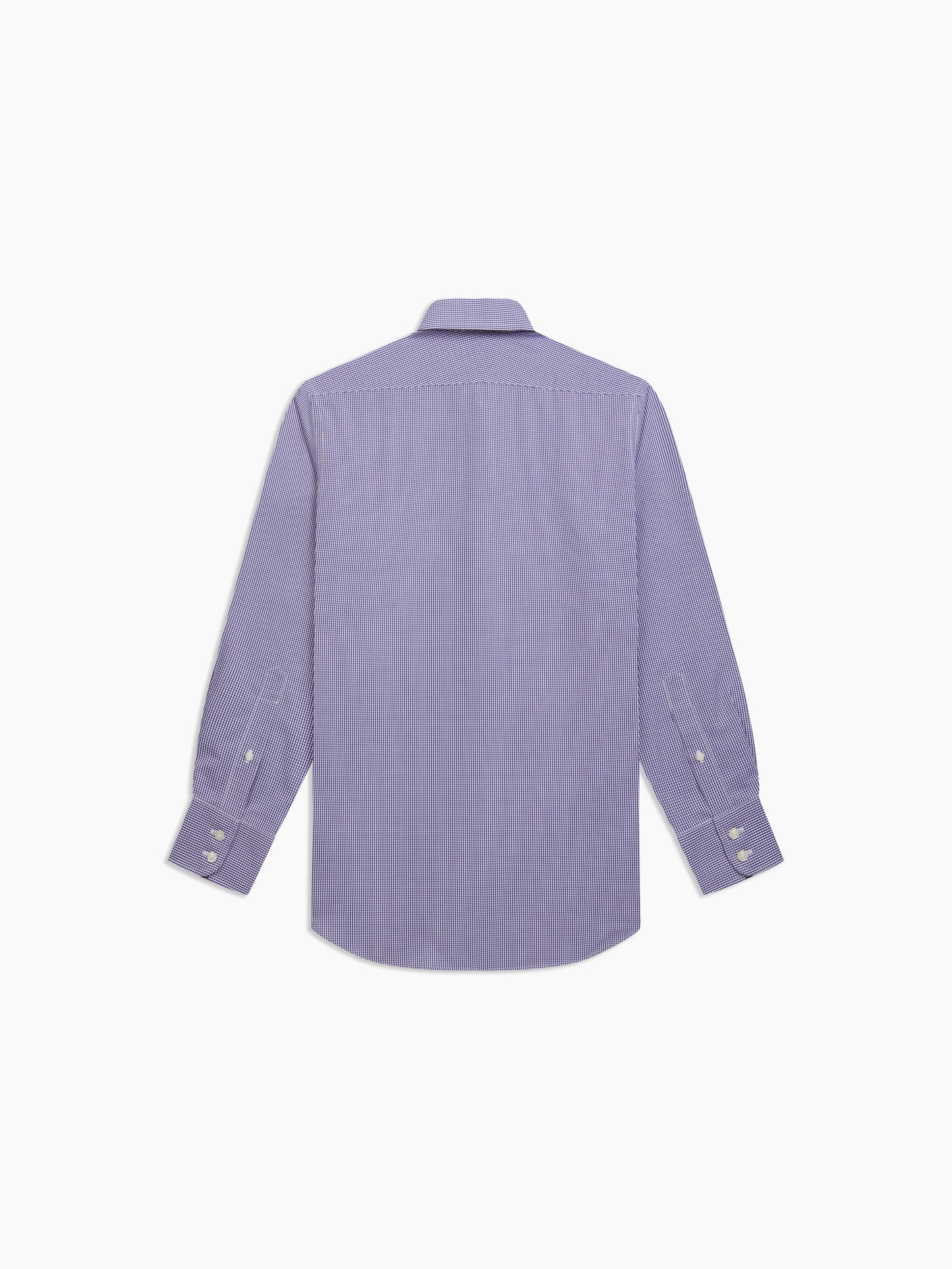 Image 4 of Non-Iron Navy Gingham Poplin Slim Fit Single Cuff Classic Collar Shirt