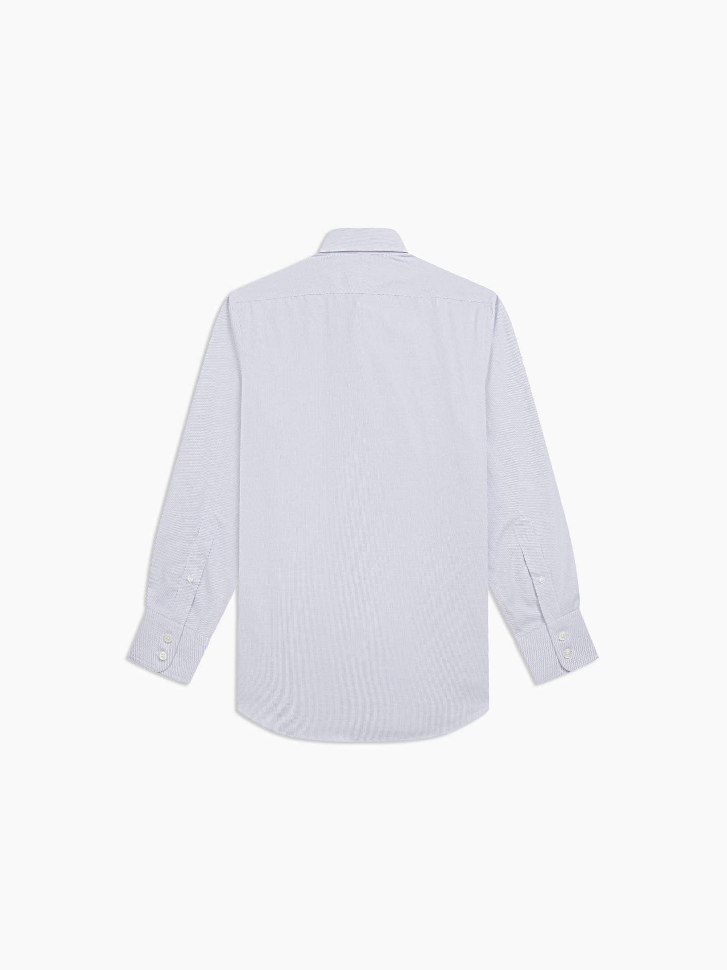 Image 4 of Non-Iron Navy Blue Narrow Dash Stripe Dobby Slim Fit Single Cuff Classic Collar Shirt