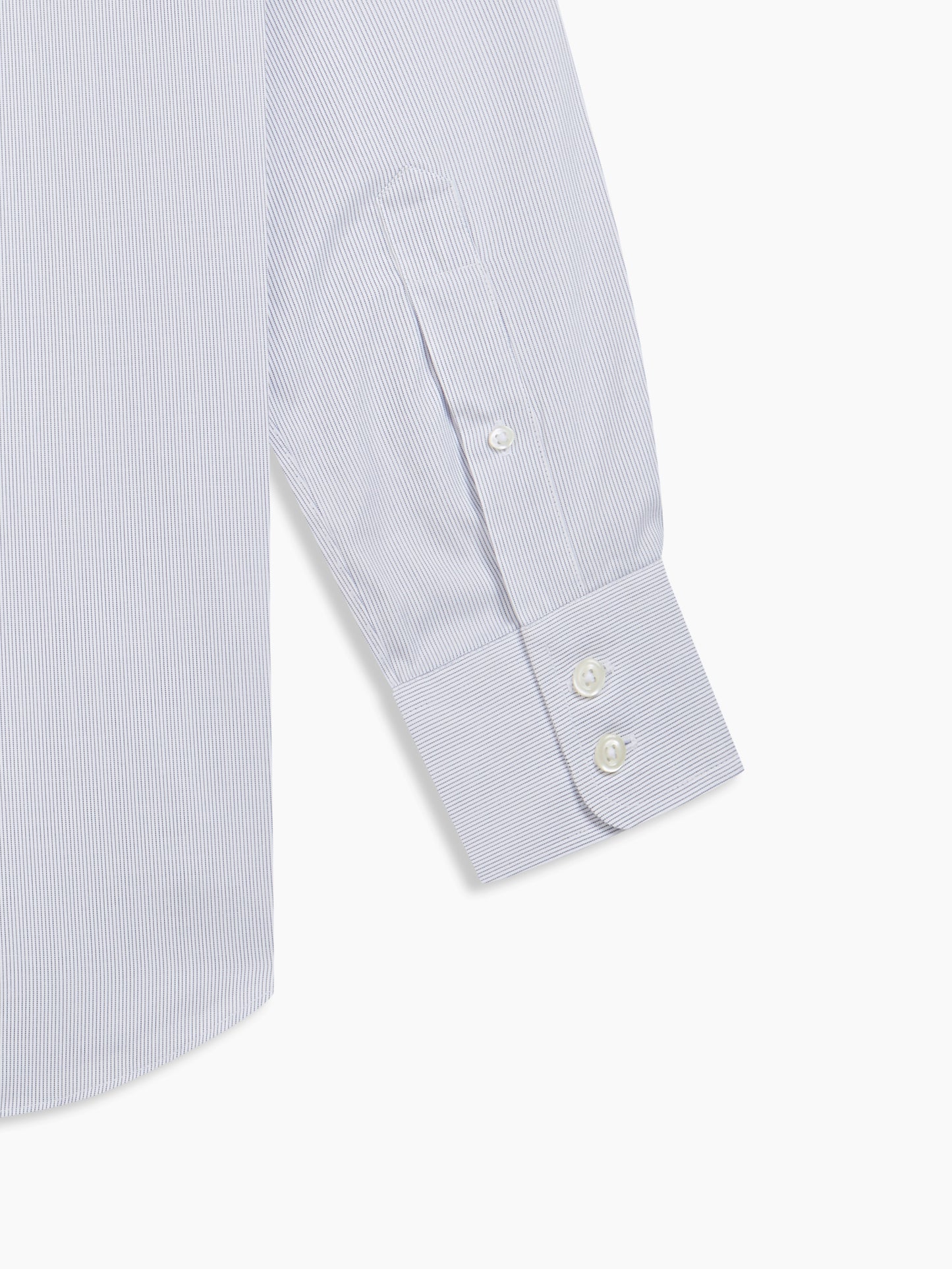 Image 3 of Non-Iron Navy Blue Narrow Dash Stripe Dobby Slim Fit Single Cuff Classic Collar Shirt