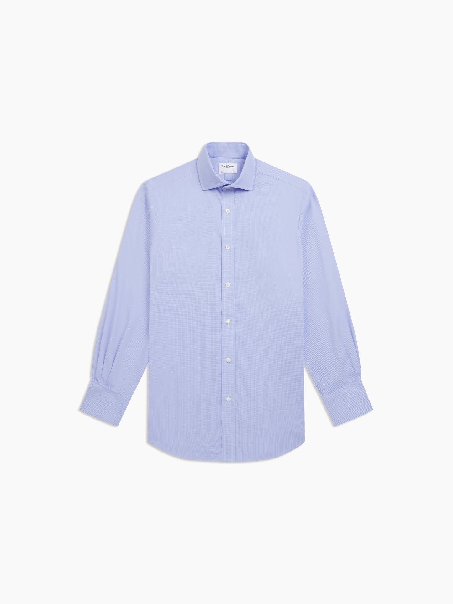 Image 2 of Non-Iron Blue Dogtooth Dobby Slim Fit Double Cuff Classic Collar Shirt