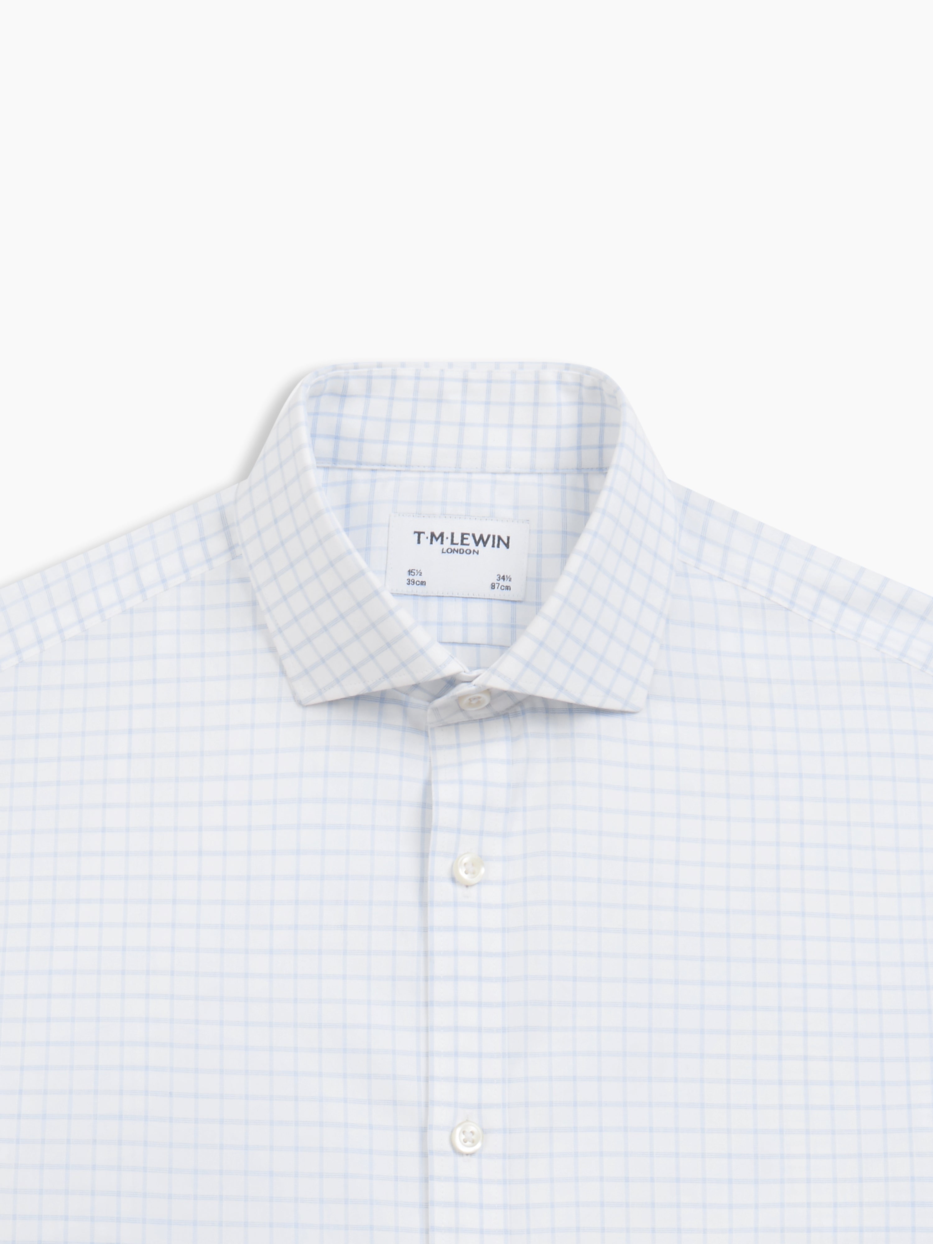 Mid Blue and White Medium Check Classic Custom Shirt 100c 70*70 Saq1003 main image 0