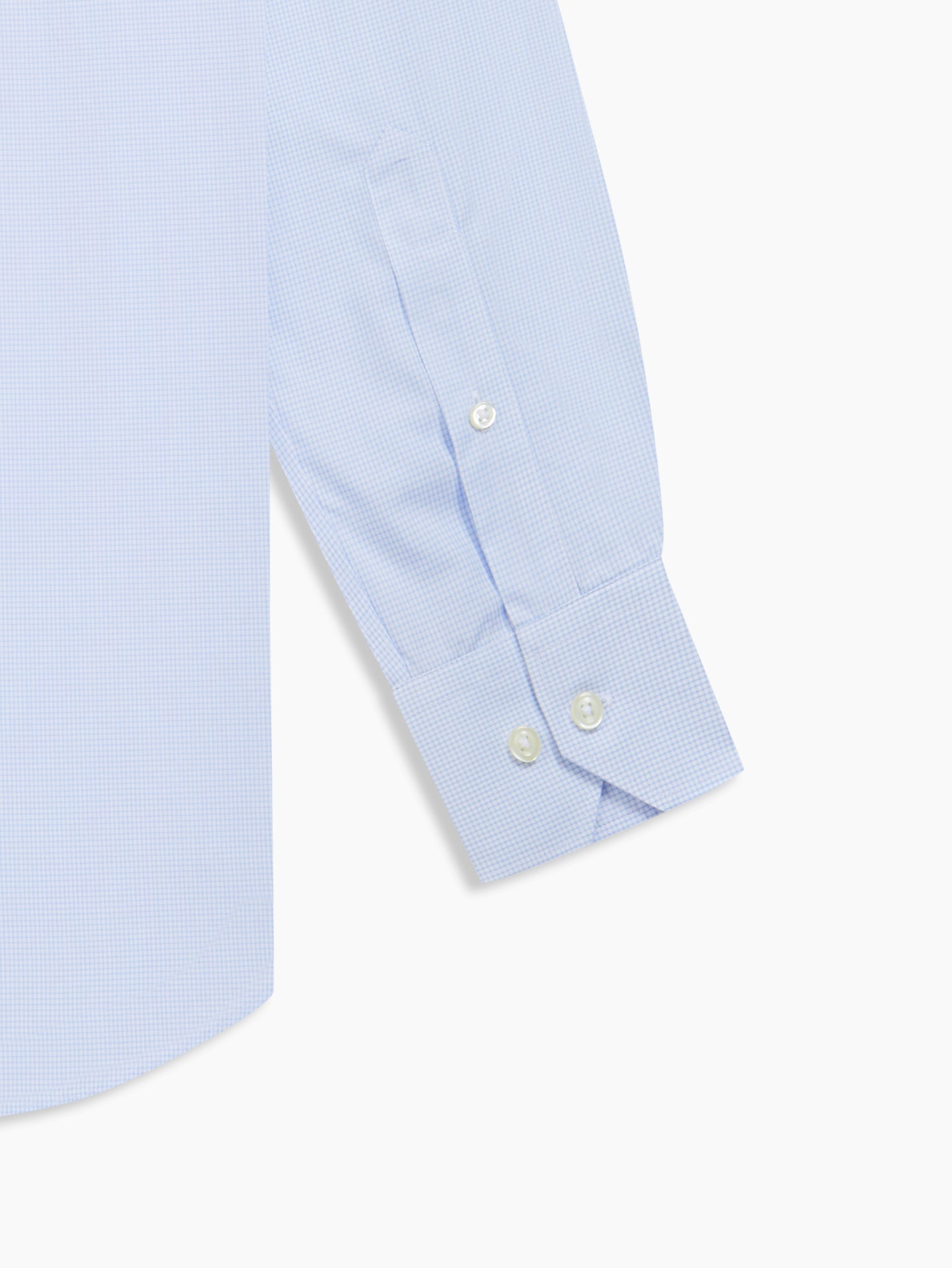 Image 3 of Non-Iron Blue Small Check Dobby Fitted Single Cuff Classic Collar Shirt