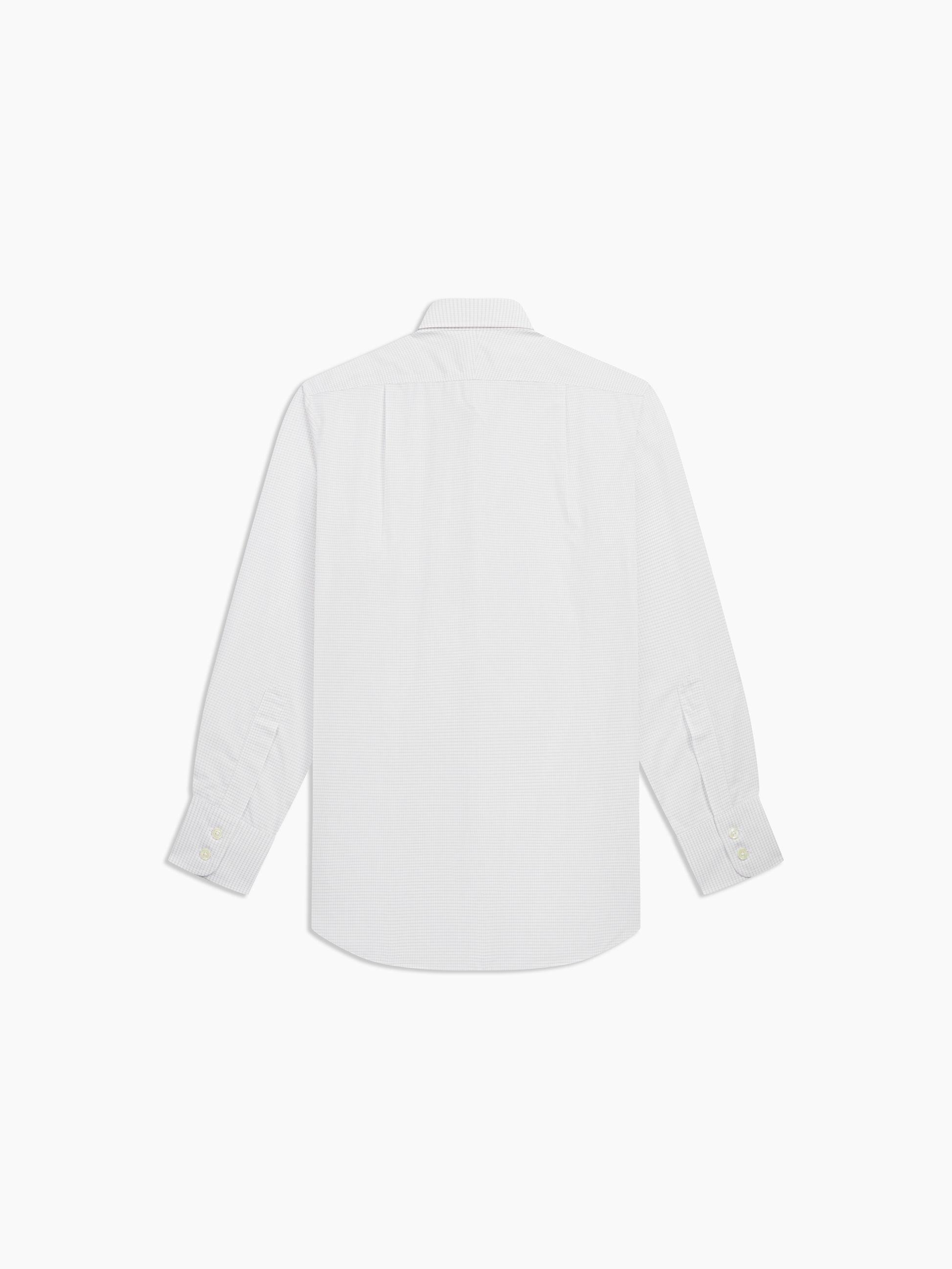 Image 4 of Non-Iron Grey Dash Medium Check Dobby Regular Fit Single Cuff Classic Collar Shirt