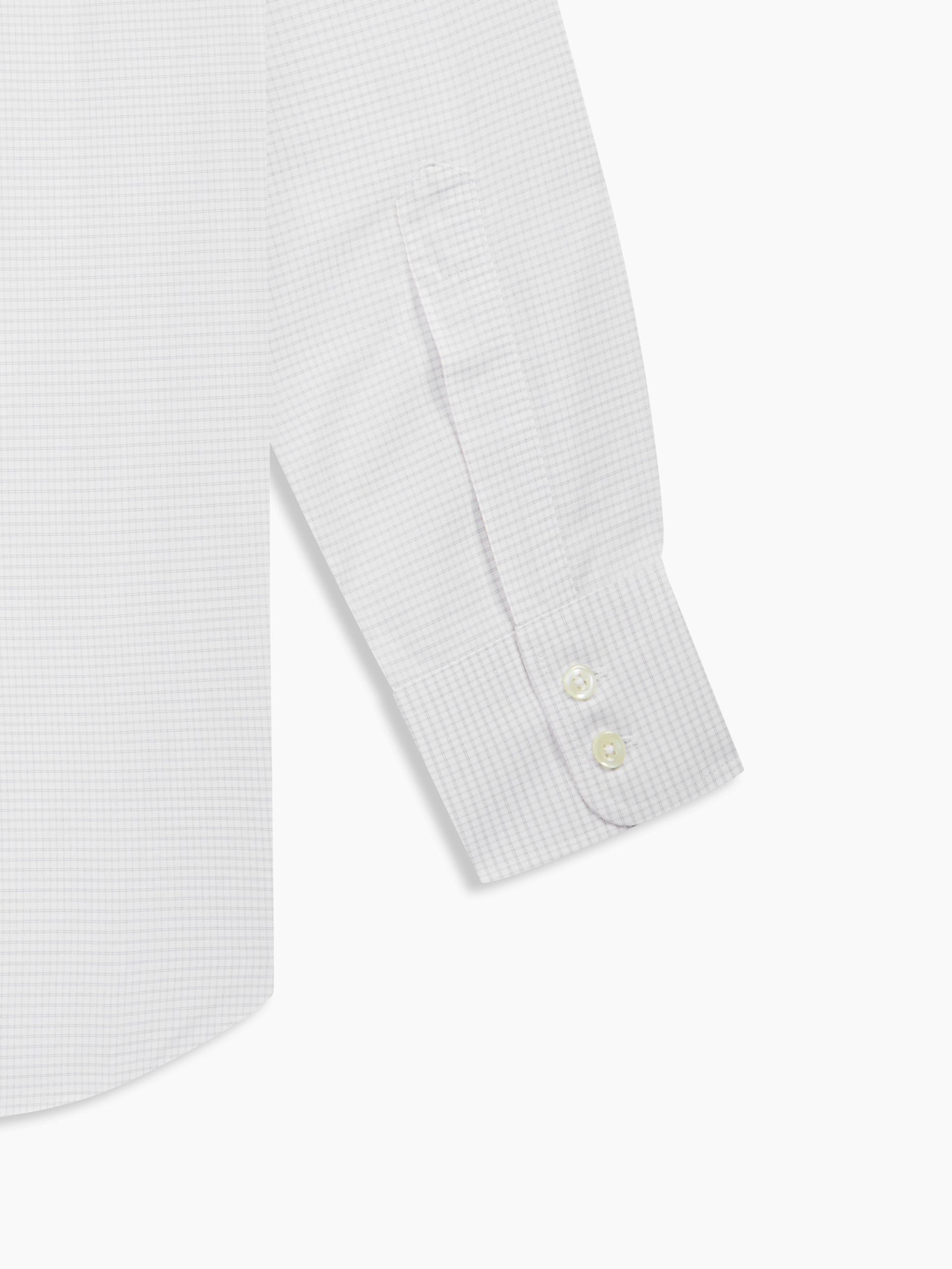 Image 3 of Non-Iron Grey Dash Medium Check Dobby Regular Fit Single Cuff Classic Collar Shirt