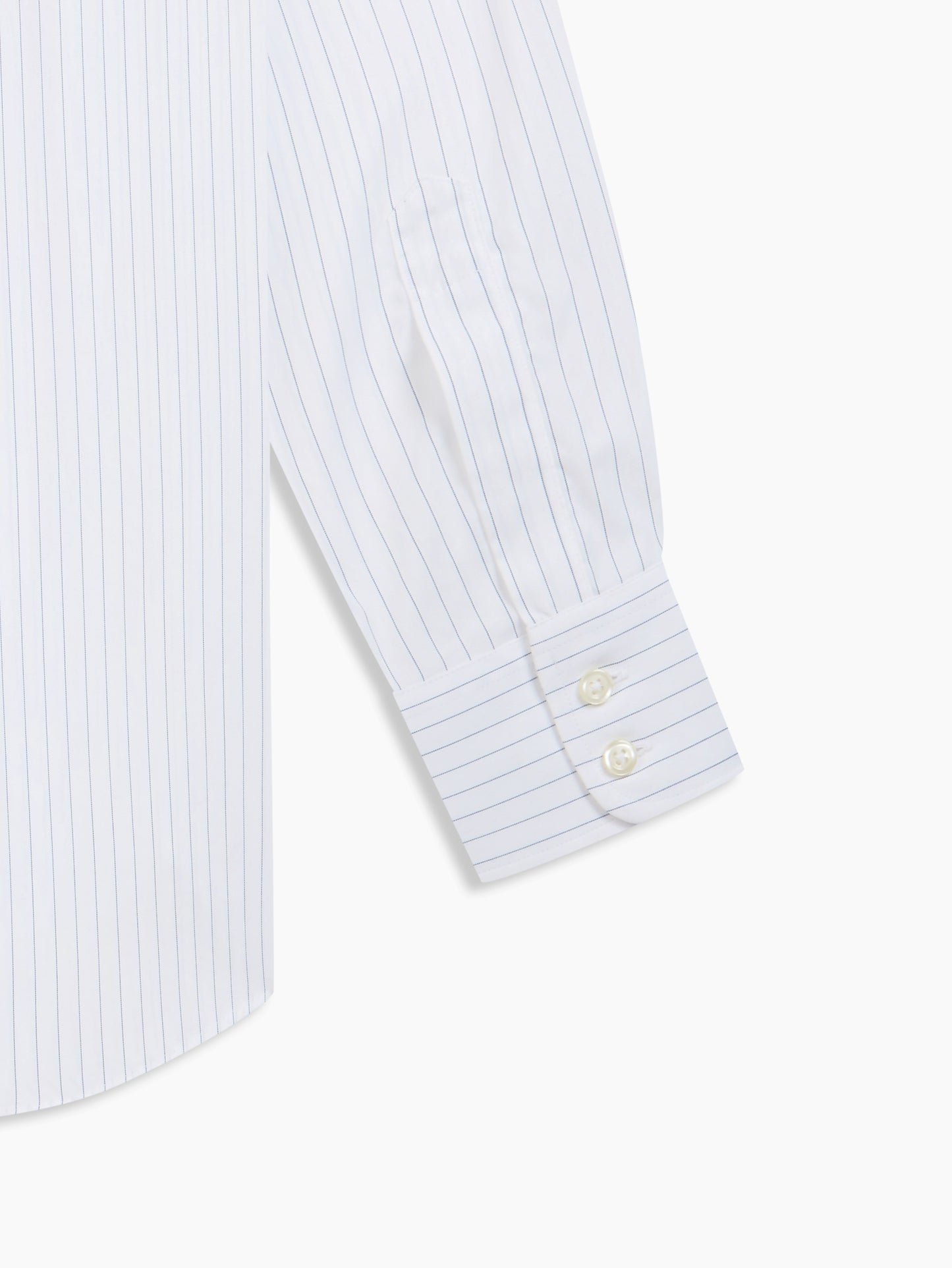 Image 3 of Non-Iron Navy Blue Wide Dash Stripe Dobby Regular Fit Single Cuff Classic Collar Shirt