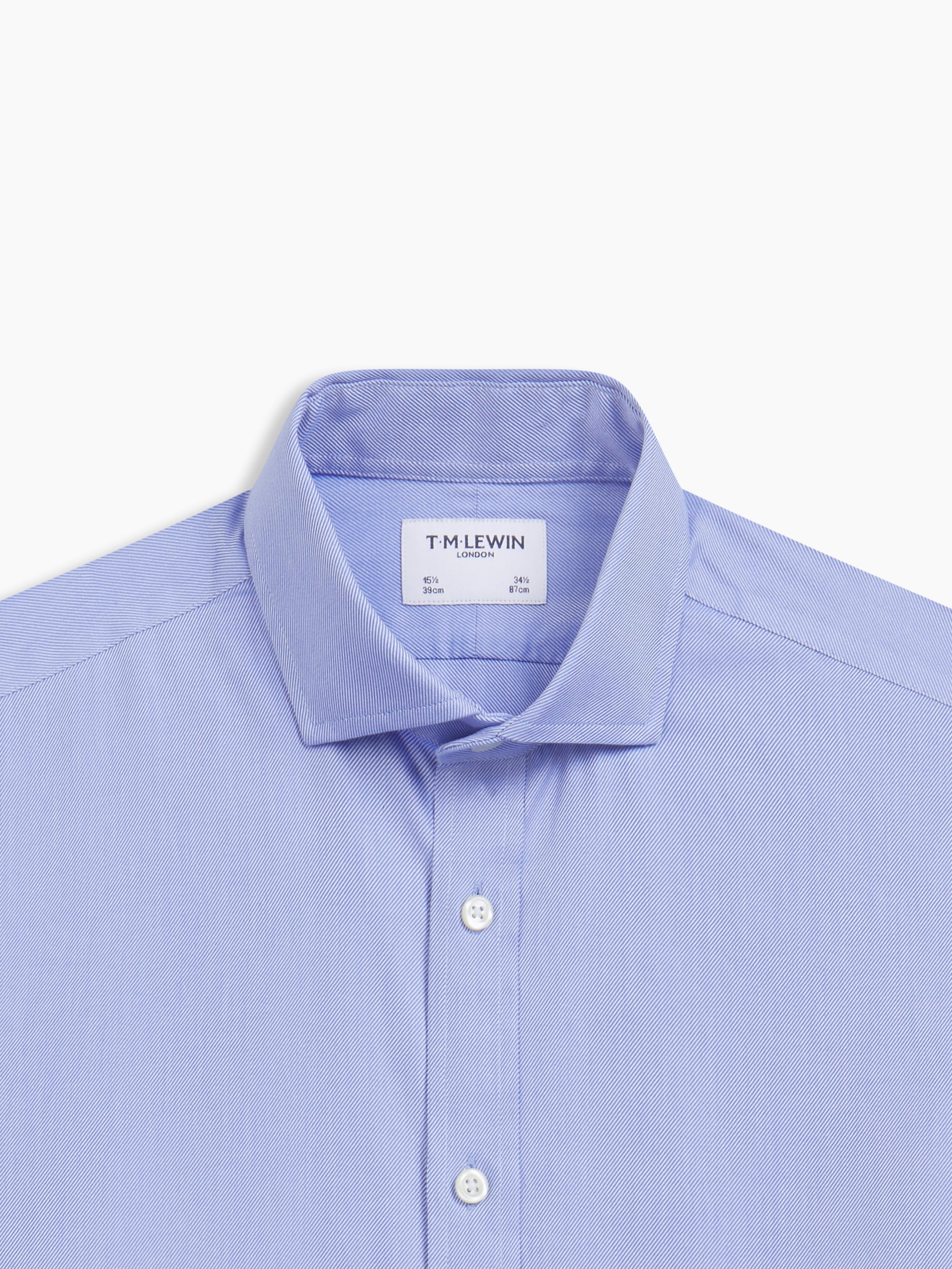 Image 1 of Non-Iron Navy Blue Heavy Twill Twill Slim Fit Single Cuff Classic Collar Shirt
