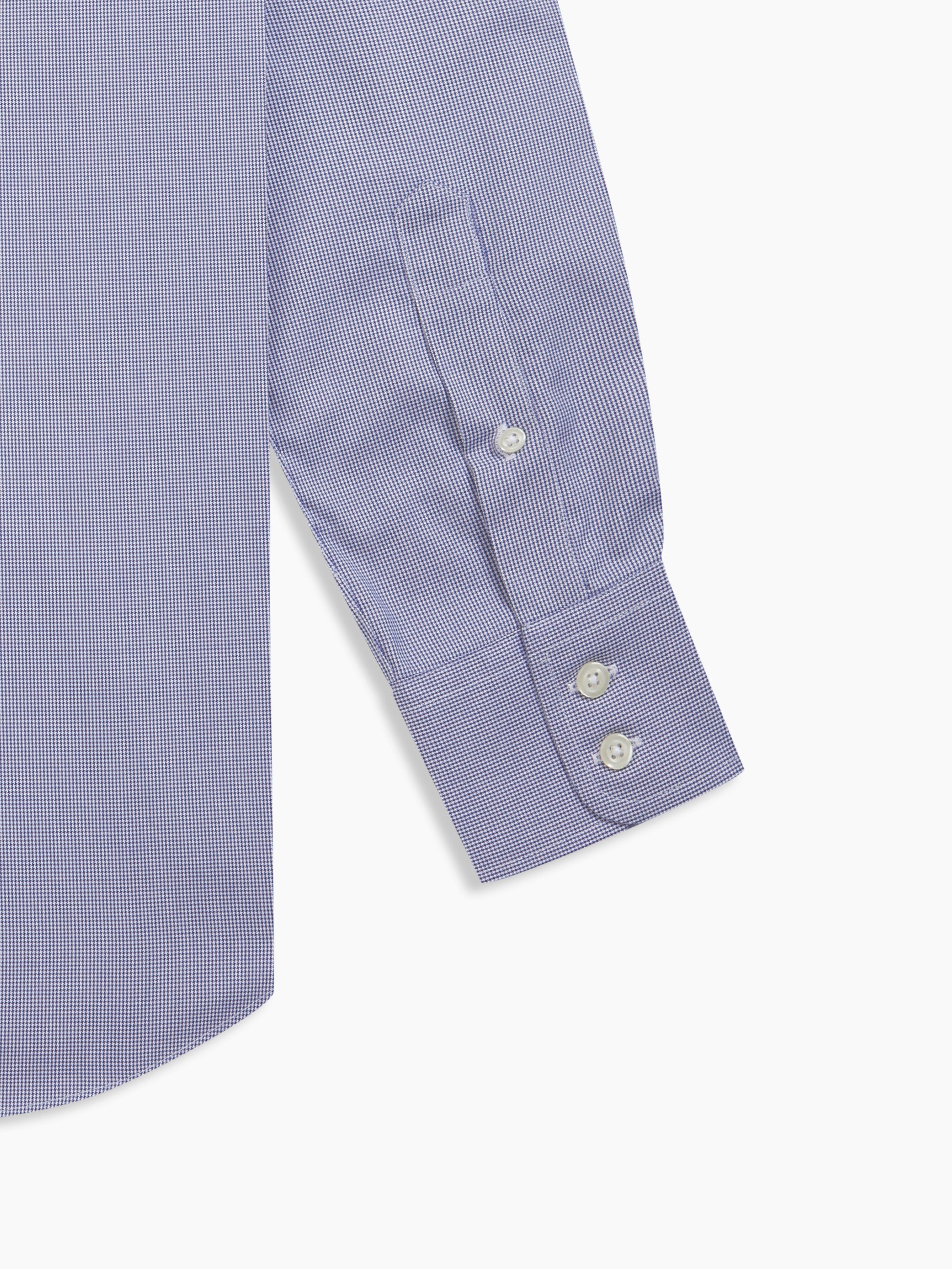 Image 3 of Non-Iron Navy Blue Dogtooth Dobby Slim Fit Single Cuff Classic Collar Shirt