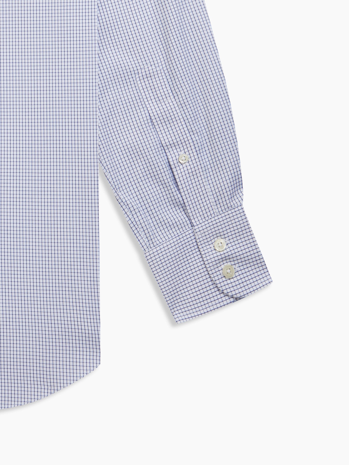 Image 3 of Non-Iron Navy Blue Zigzag Medium Check Dobby Slim Fit Single Cuff Classic Collar Shirt