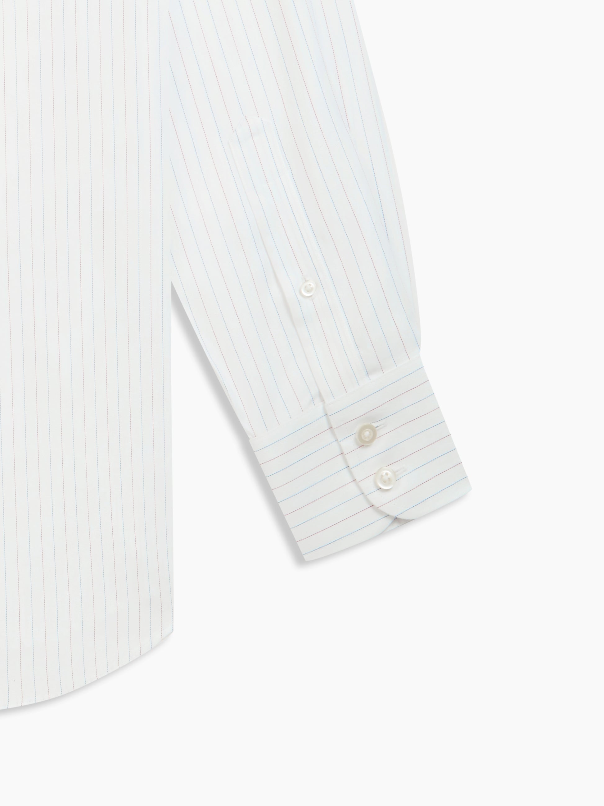 Image 3 of Non-Iron Navy & Red Fine Herringbone Stripe Twill Regular Fit Single Cuff Classic Collar Shirt