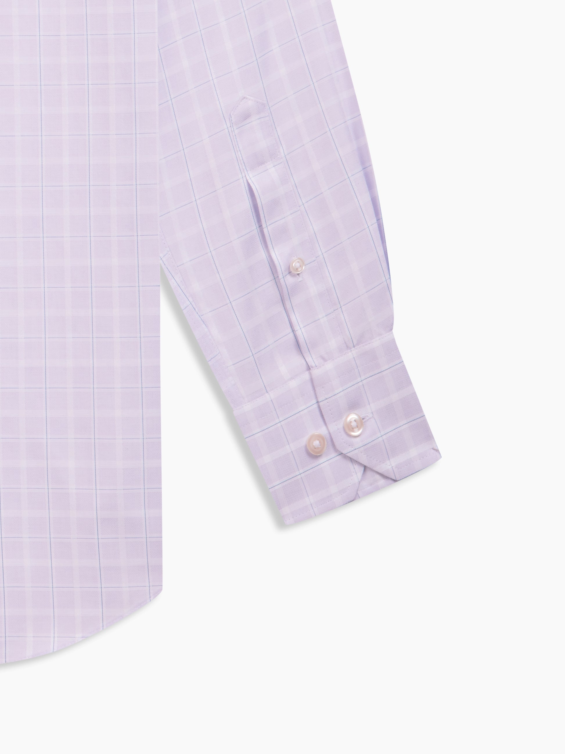 Image 3 of Non-Iron Purple Grid Check Twill Fitted Single Cuff Classic Collar Shirt