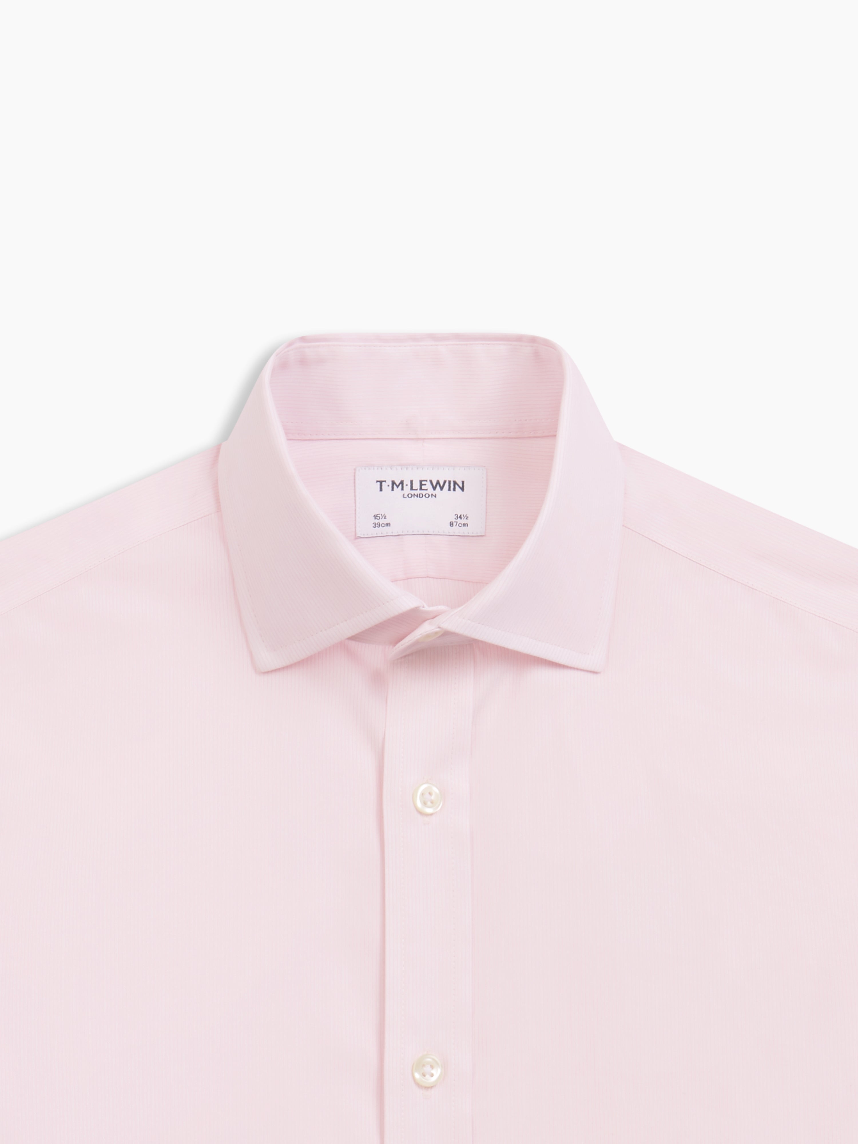 Non Iron Pink Micro Pinstripe Plain Weave Slim Fit Single Cuff Semi Cutaway Collar Shirt