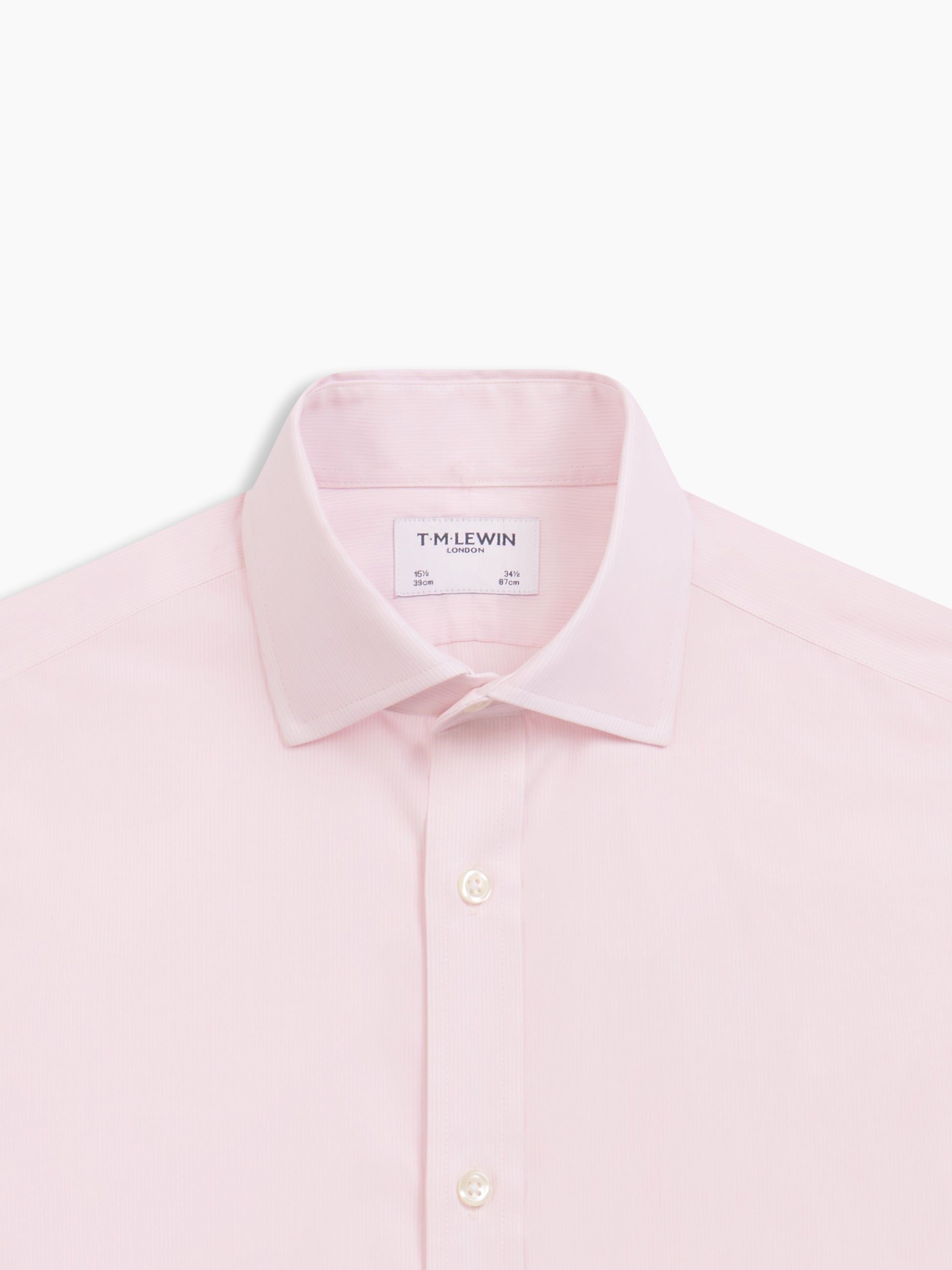 Image 1 of Non-Iron Light Pink Pinstripe Dobby Slim Fit Single Cuff Classic Collar Shirt