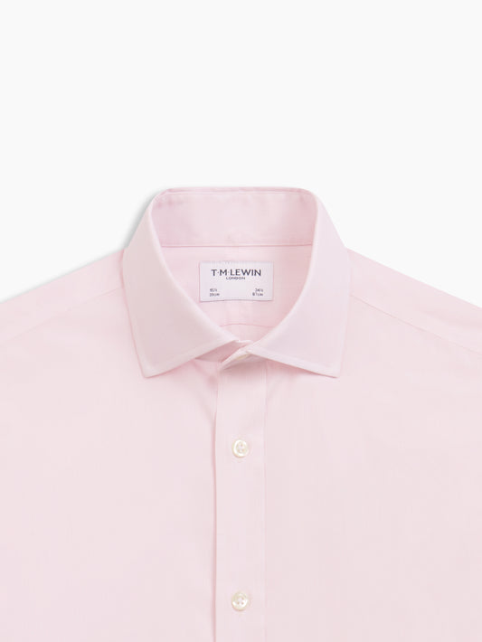 Image 1 of Non-Iron Light Pink Pinstripe Dobby Slim Fit Single Cuff Classic Collar Shirt