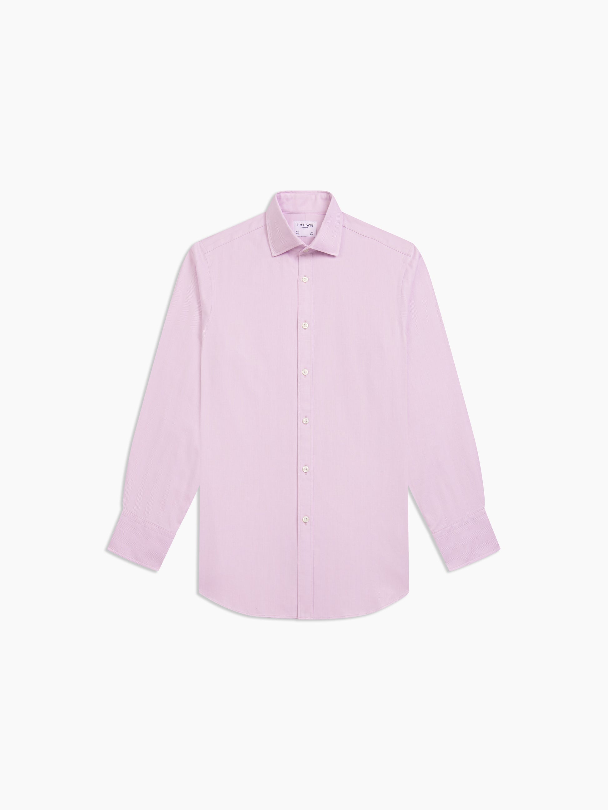Image 2 of Non-Iron Purple Herringbone Twill Slim Fit Single Cuff Classic Collar Shirt