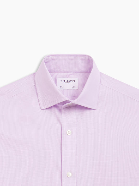 Image 1 of Non-Iron Purple Dogtooth Dobby Slim Fit Single Cuff Classic Collar Shirt