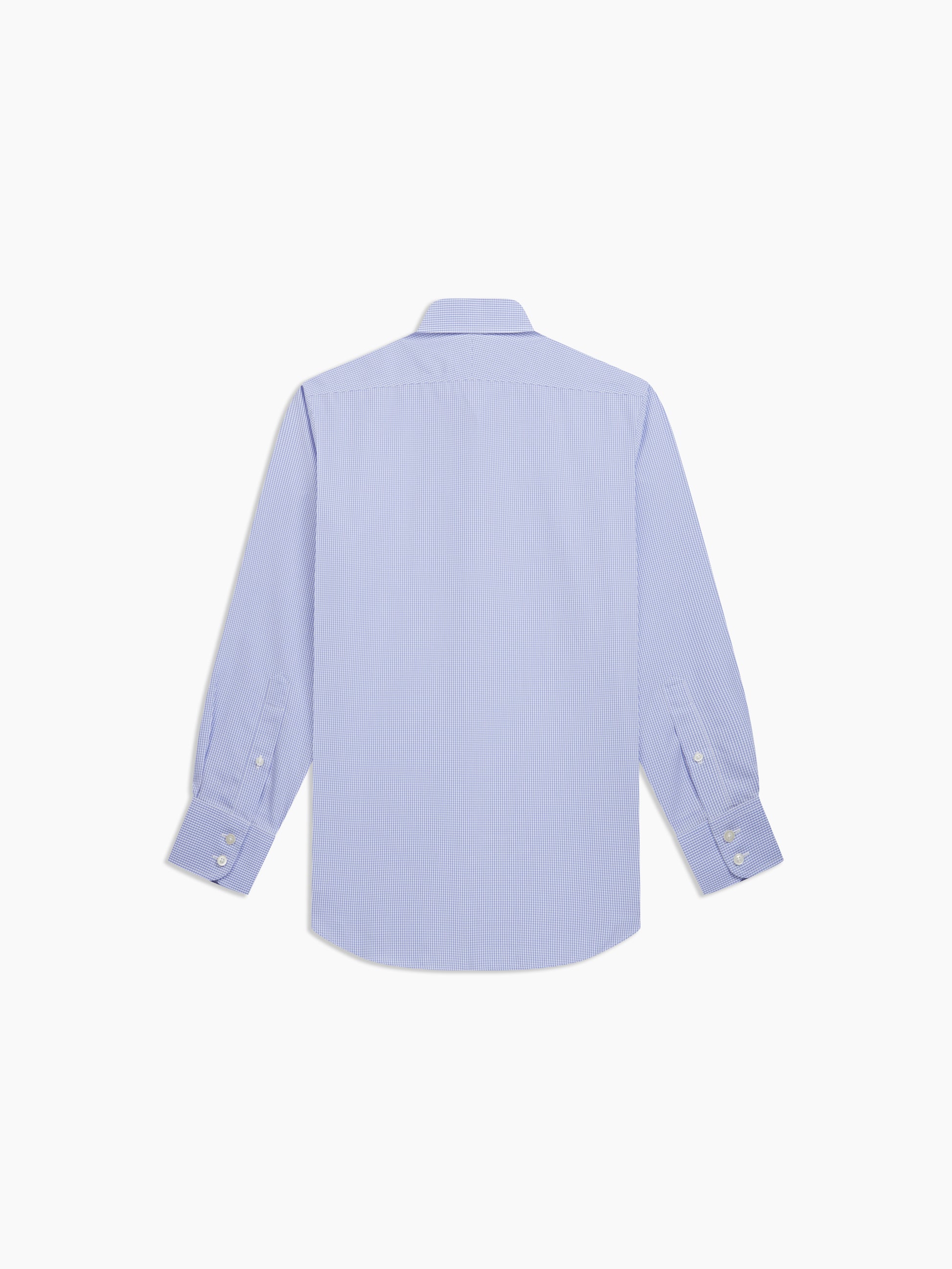 Image 4 of Non-Iron Light Blue Gingham Dobby Fitted Single Cuff Classic Collar Shirt