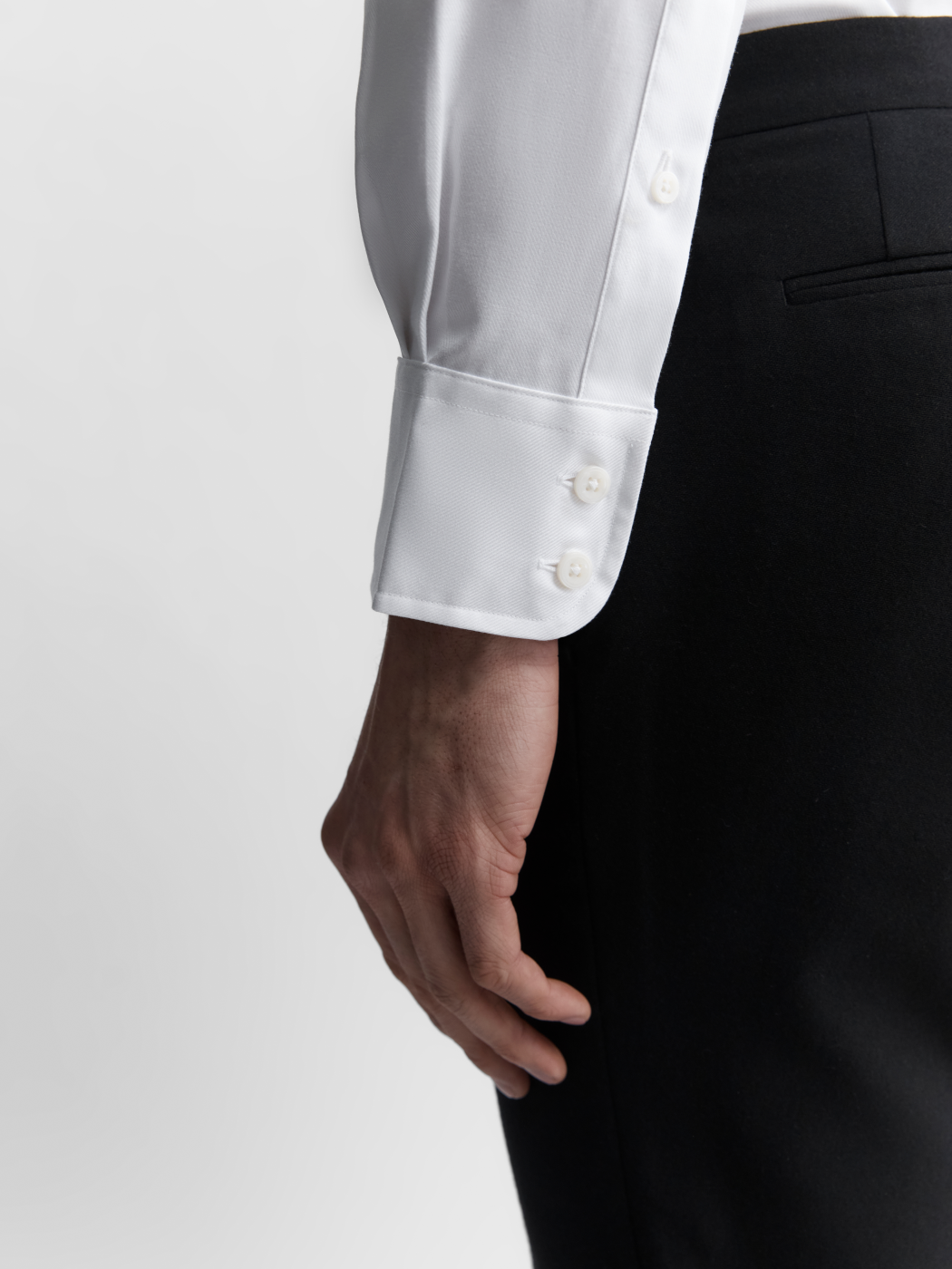 Image 6 of Easy To Iron White Plain Twill Stretch Slim Fit Single Cuff Cutaway Collar Shirt