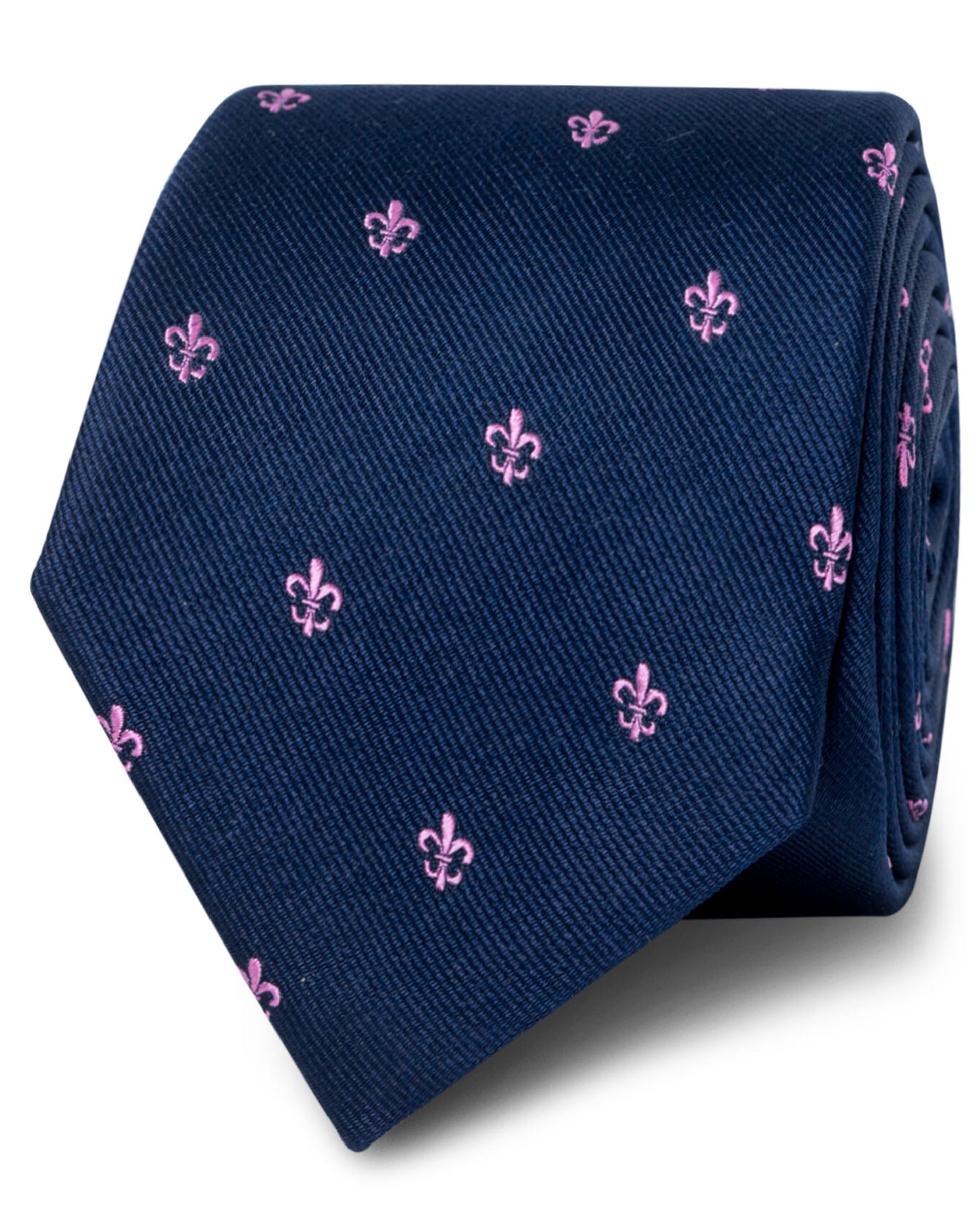 Image 1 of Navy & Pink Fleur de Lys Tie