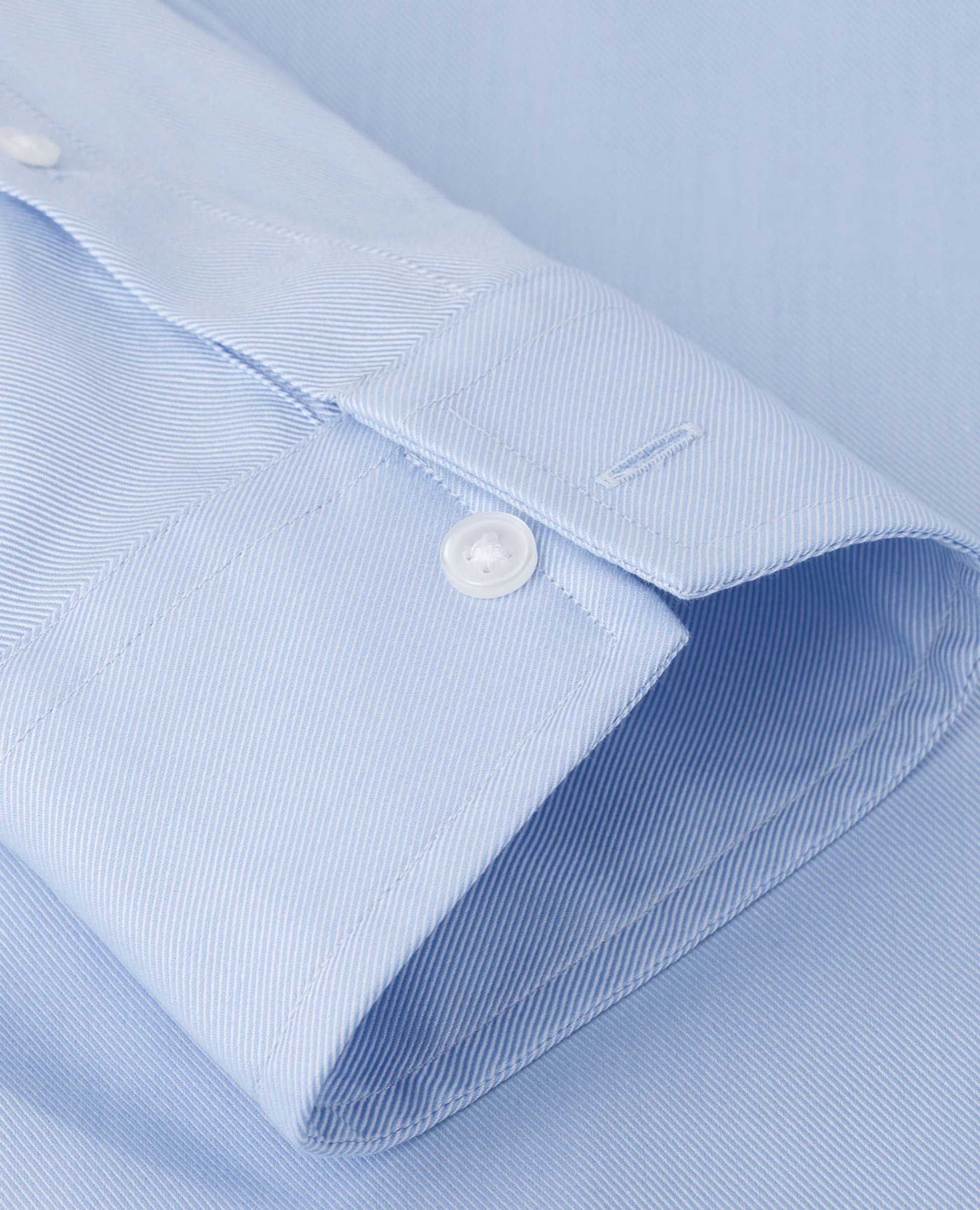 Image 4 of Blue Luxury Twill Fitted Single Cuff Classic Collar Shirt