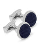 Navy Woven Round Cufflinks