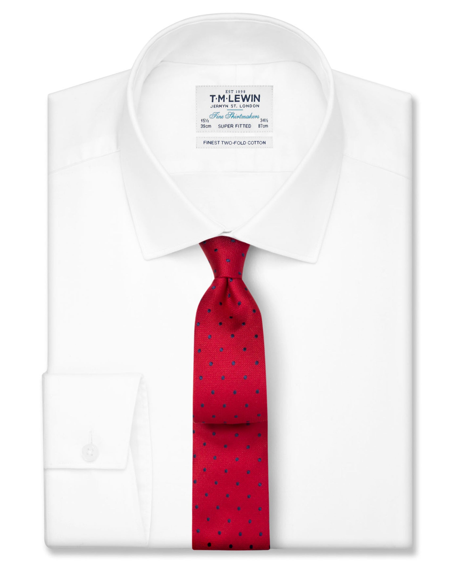 Image 2 of White Poplin Super Fitted Single Cuff Classic Collar Shirt