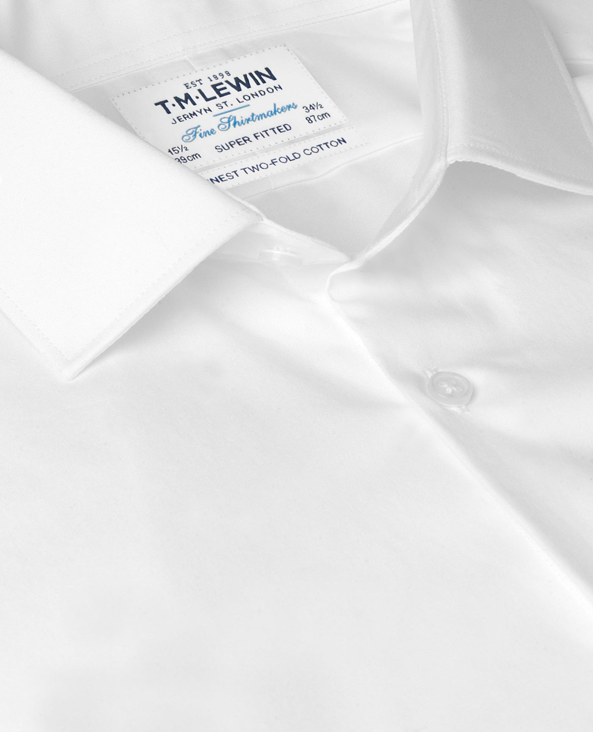 Image 3 of White Poplin Super Fitted Single Cuff Classic Collar Shirt