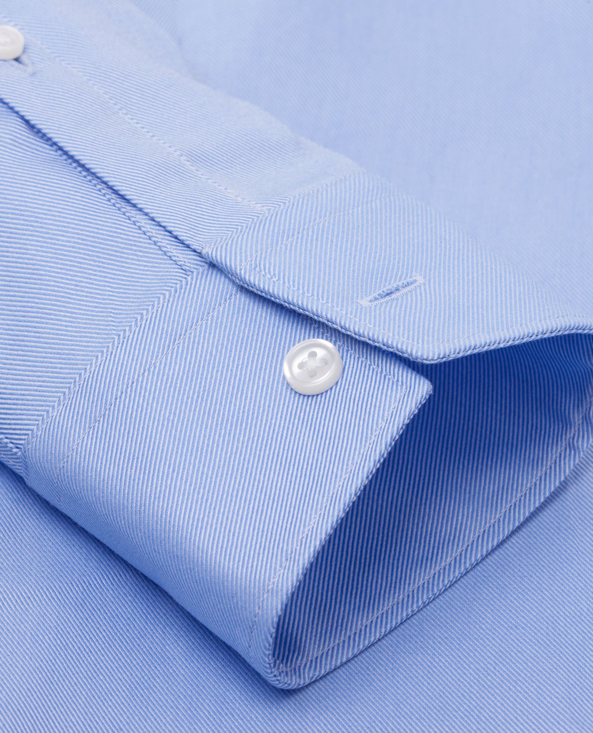Image 4 of Easy To Iron Blue Plain Twill Super Fitted Single Cuff Classic Collar Shirt