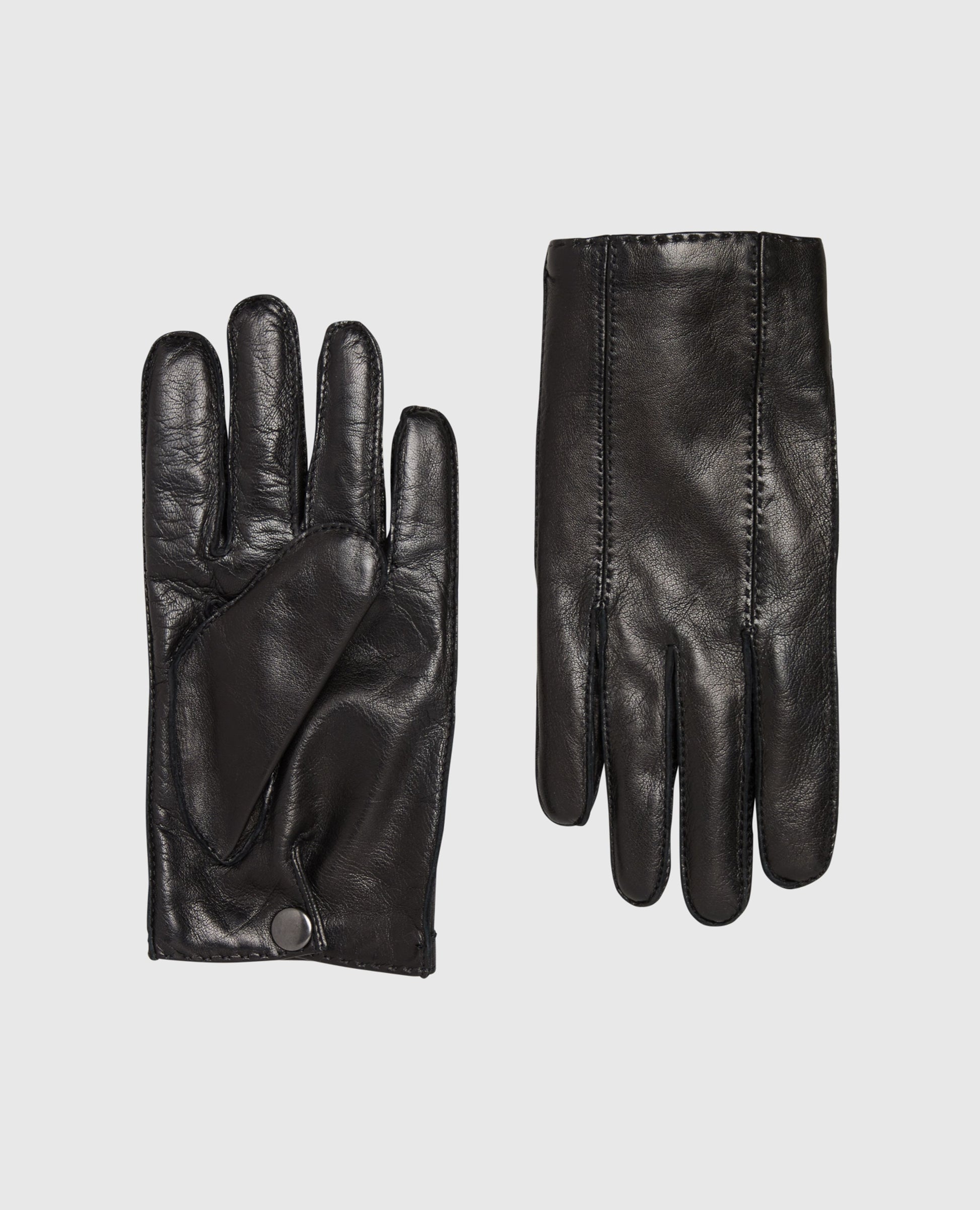 Image 1 of Luxury Italian Leather Black Cashmere-Lined Gloves