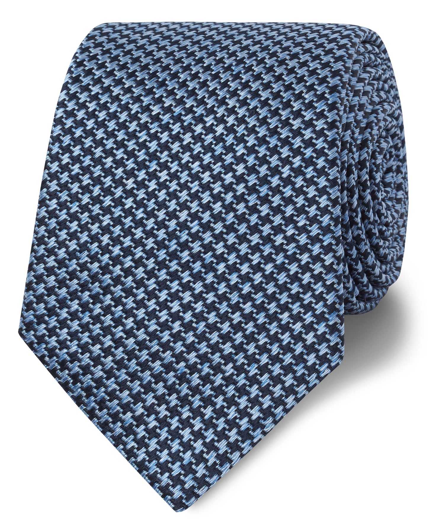 Image 1 of Classic Blue Mini Dogtooth Silk Slim Tie